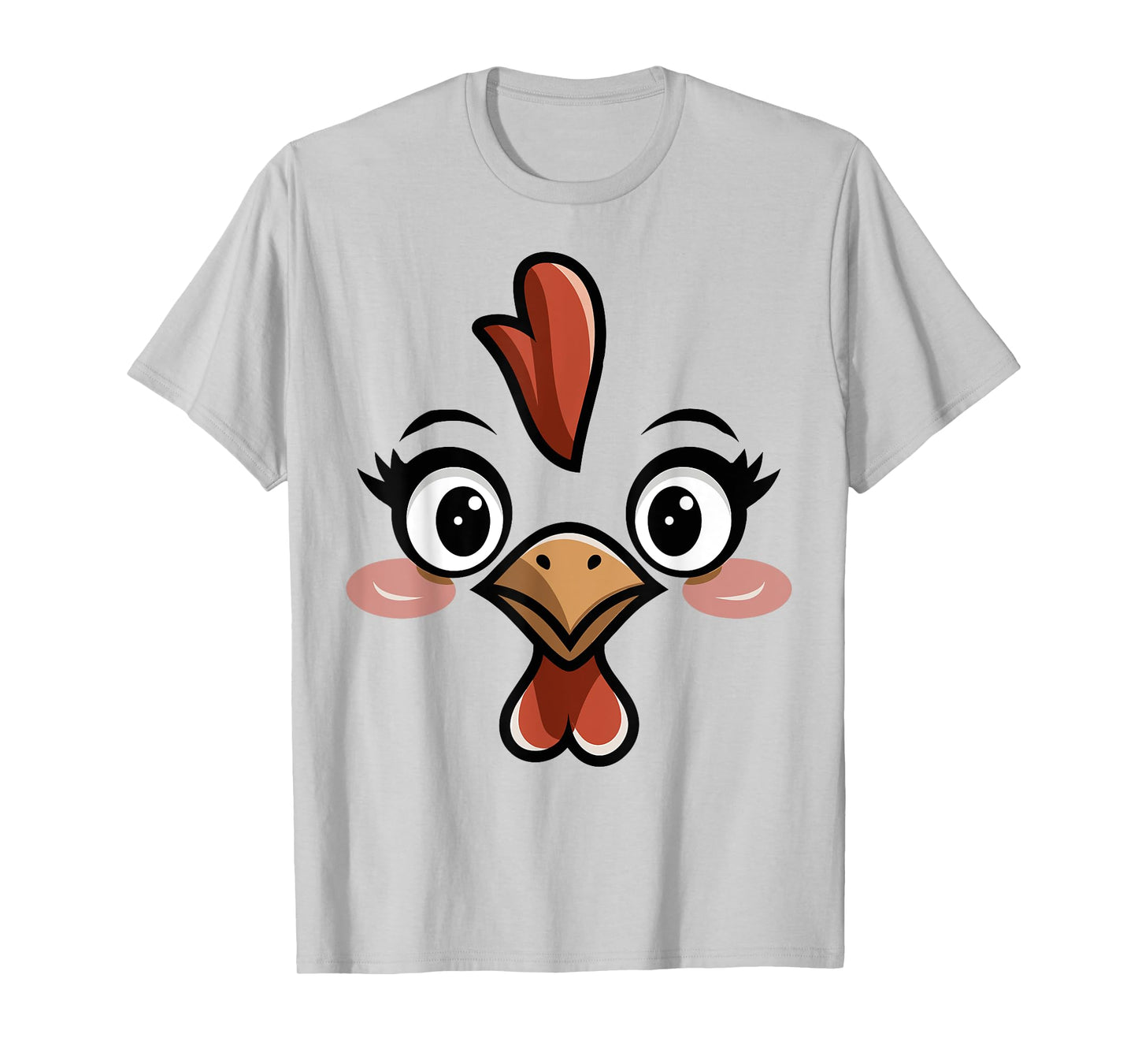 Novelty Last Minute Easy Halloween Party Stuff Halloween Chicken Face T-Shirt Women Kids Blue, White Size Small Classic Fit Round Collar Short Sleeve Cotton 60%, Polyester 40%