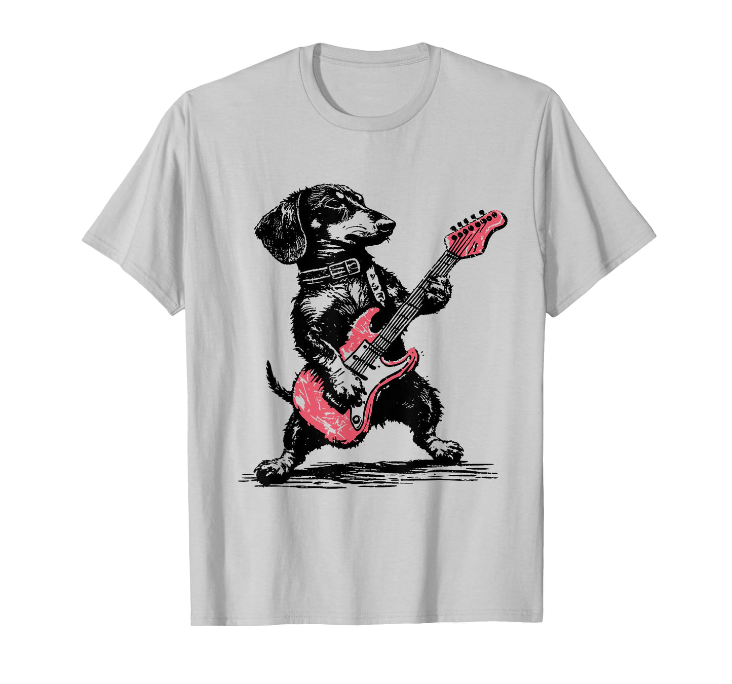 Vintage Dachshund Weenie Playing Guitar Funny Dog Rocker T-Shirt