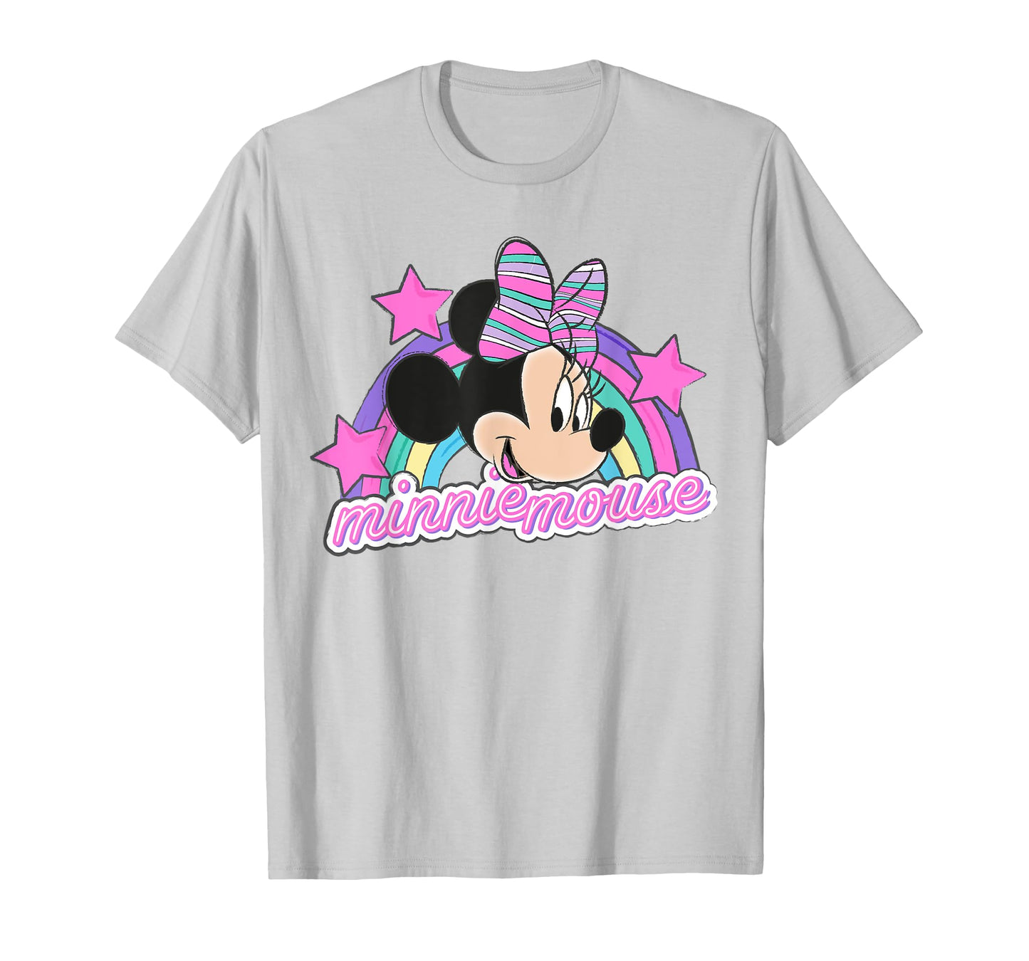 Minnie Mouse - Face With Rainbow And Stars T-Shirt