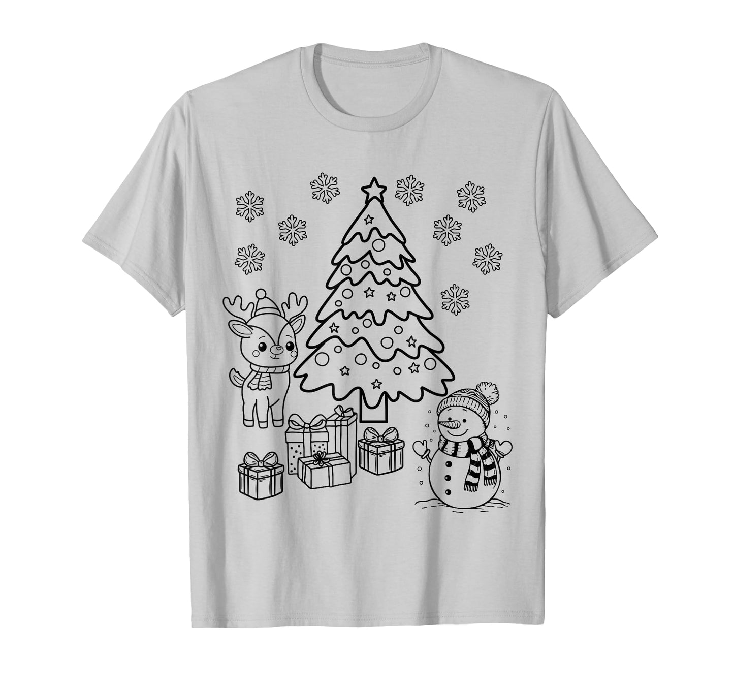 Merry Christmas Tree Snowman XMAS DIY Kids Coloring T-Shirt