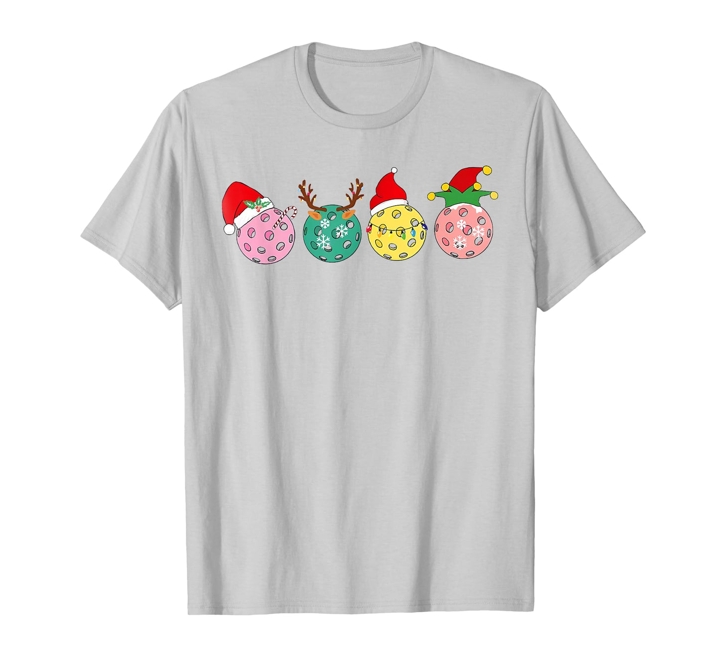 Christmas Pickleball Player Xmas Lights Reindeer ELF Women T-Shirt