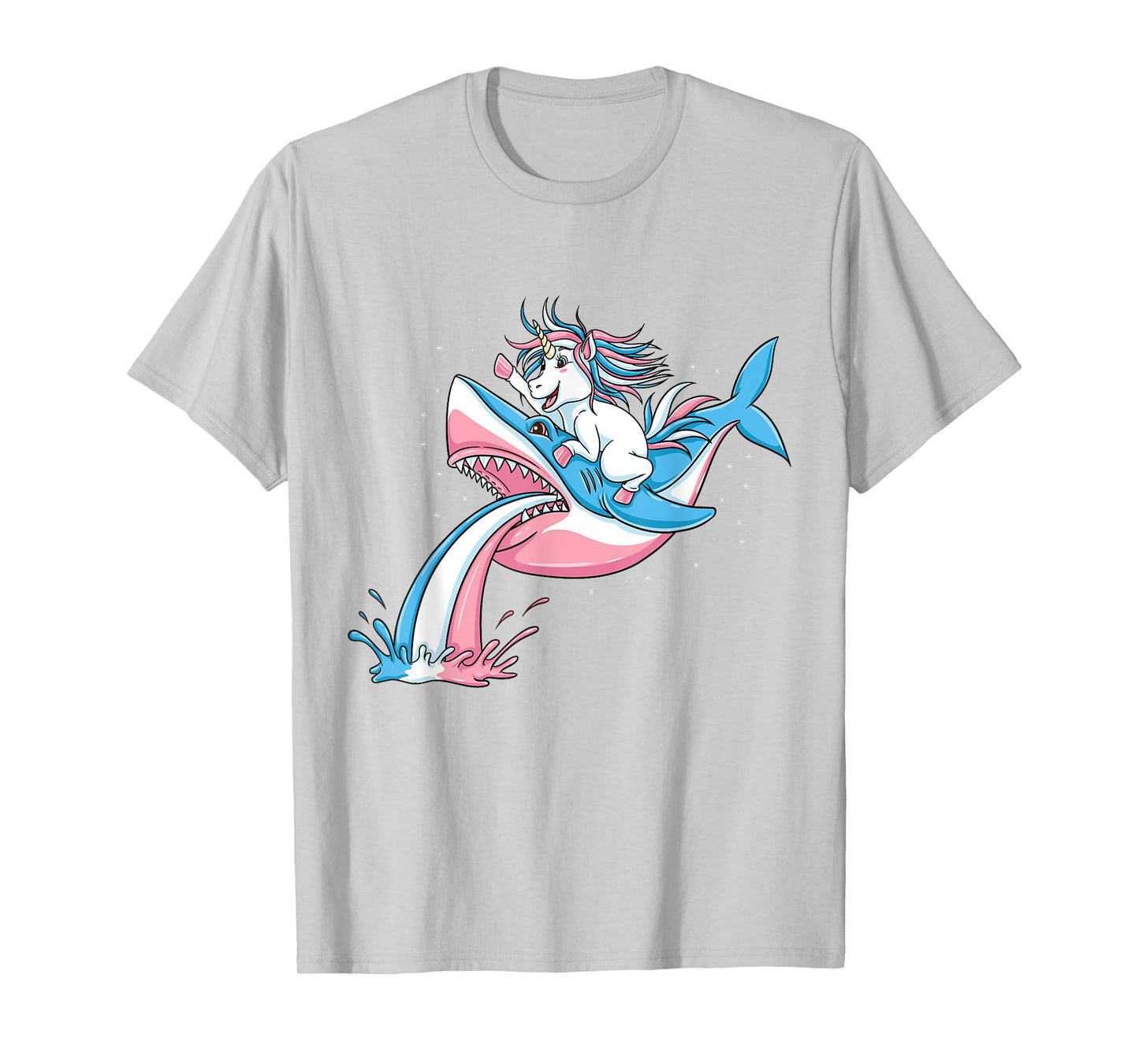 Unicorn Riding Trans Pride Shark Transgender T-Shirt