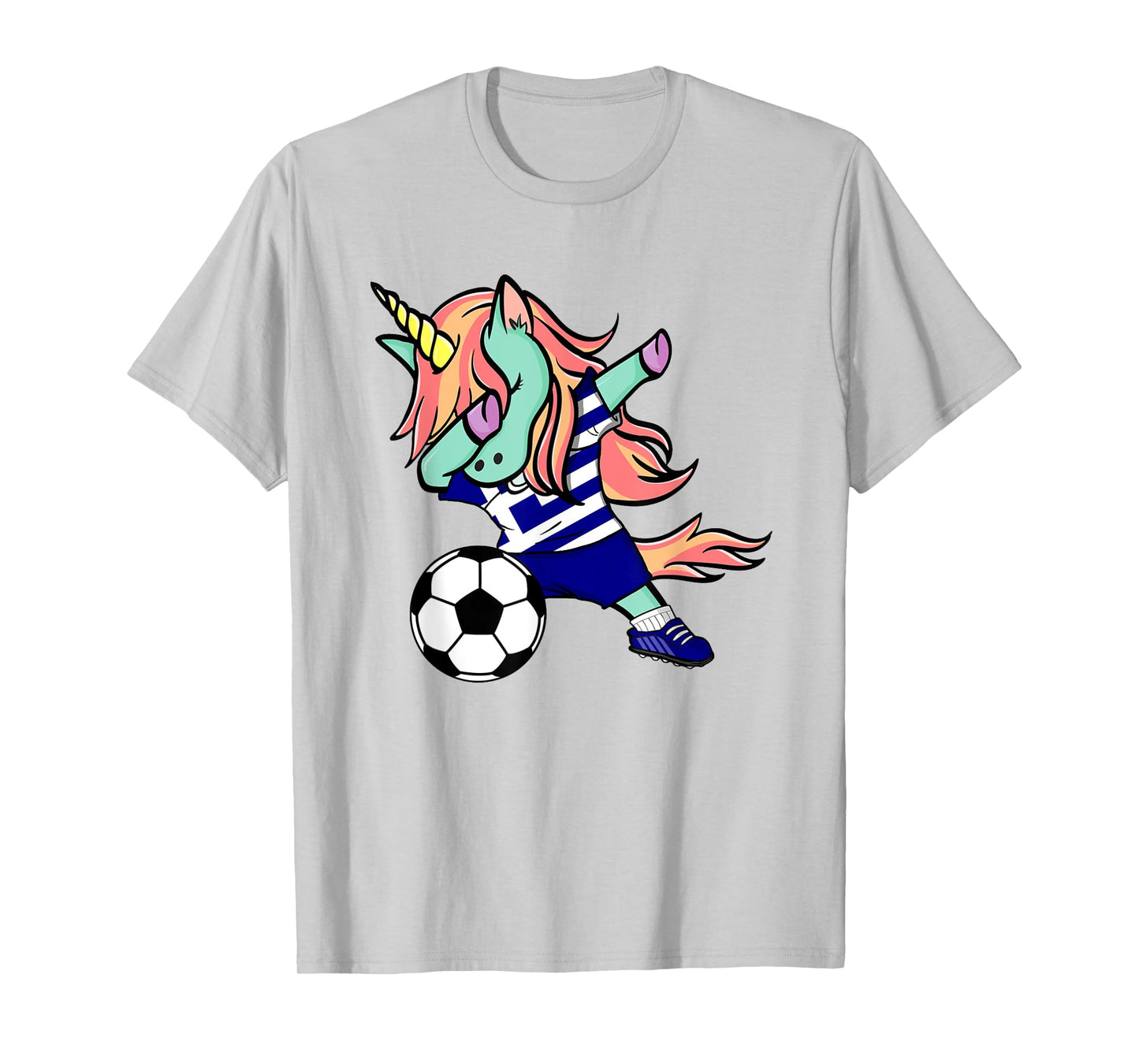 Dabbing Unicorn Soccer Greece Jersey Shirt Greek Football T-Shirt