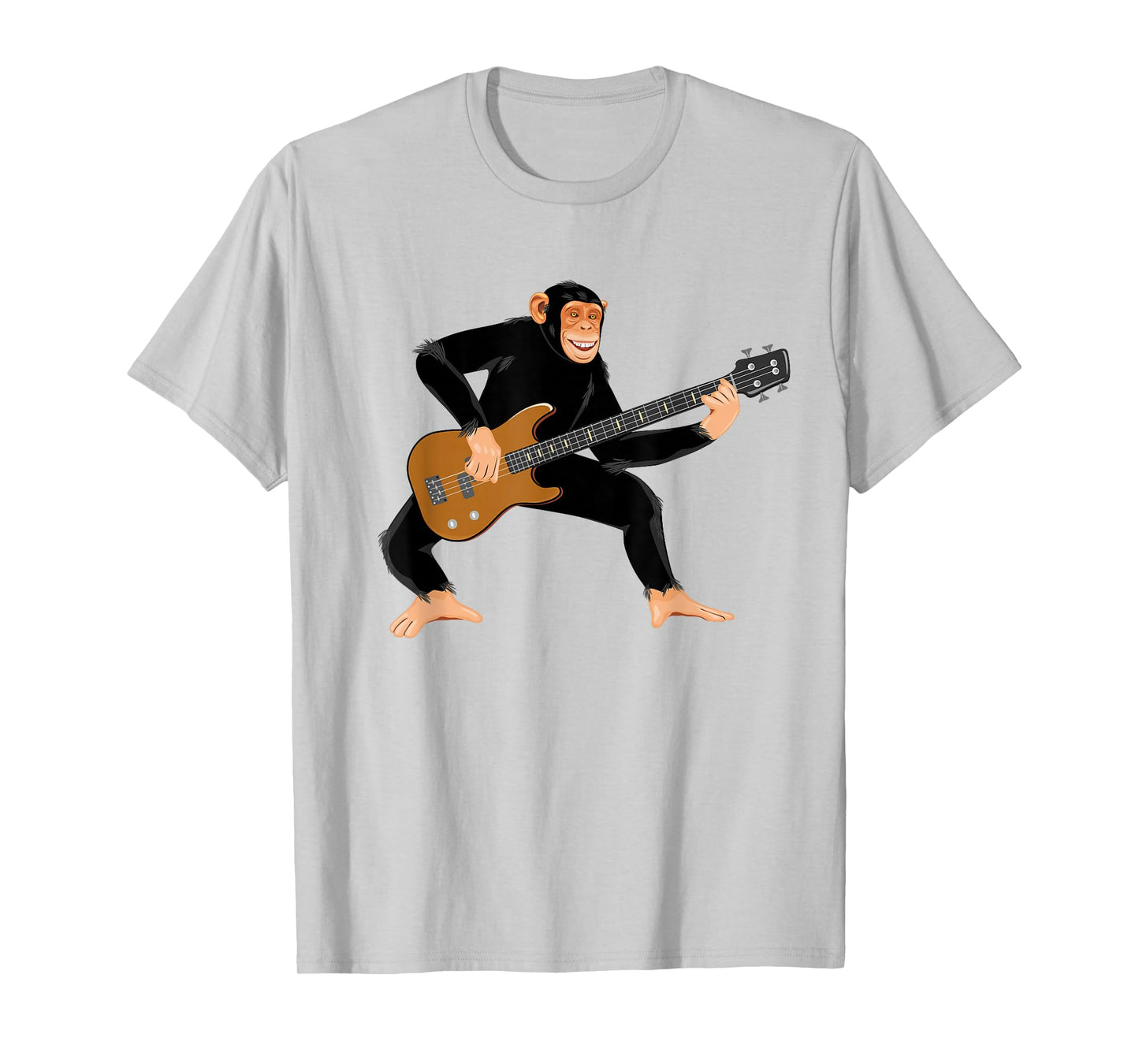 Chimpanzee Playing Electric Bass Guitar. Funny Monkey Shirt T-Shirt