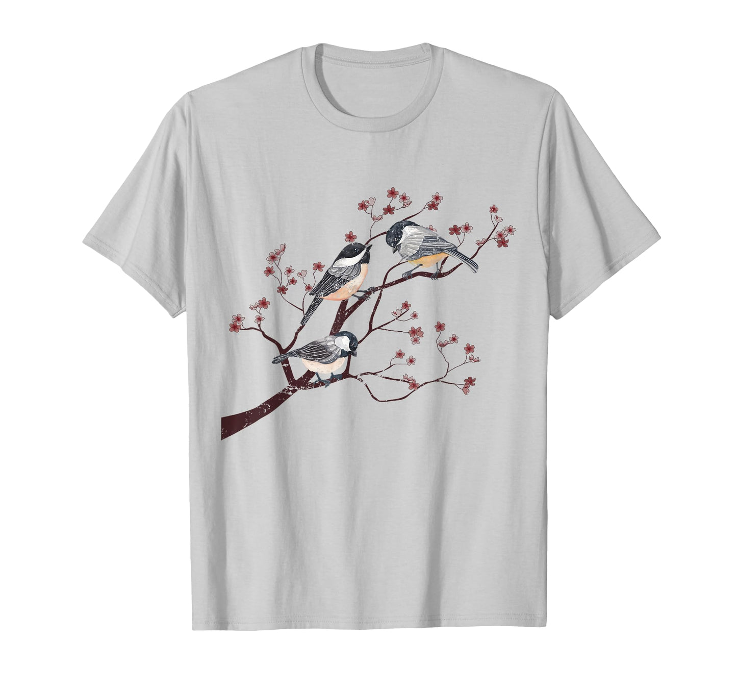 Bird Watcher Chickadee Vintage Nature Blossom Birds T-Shirt
