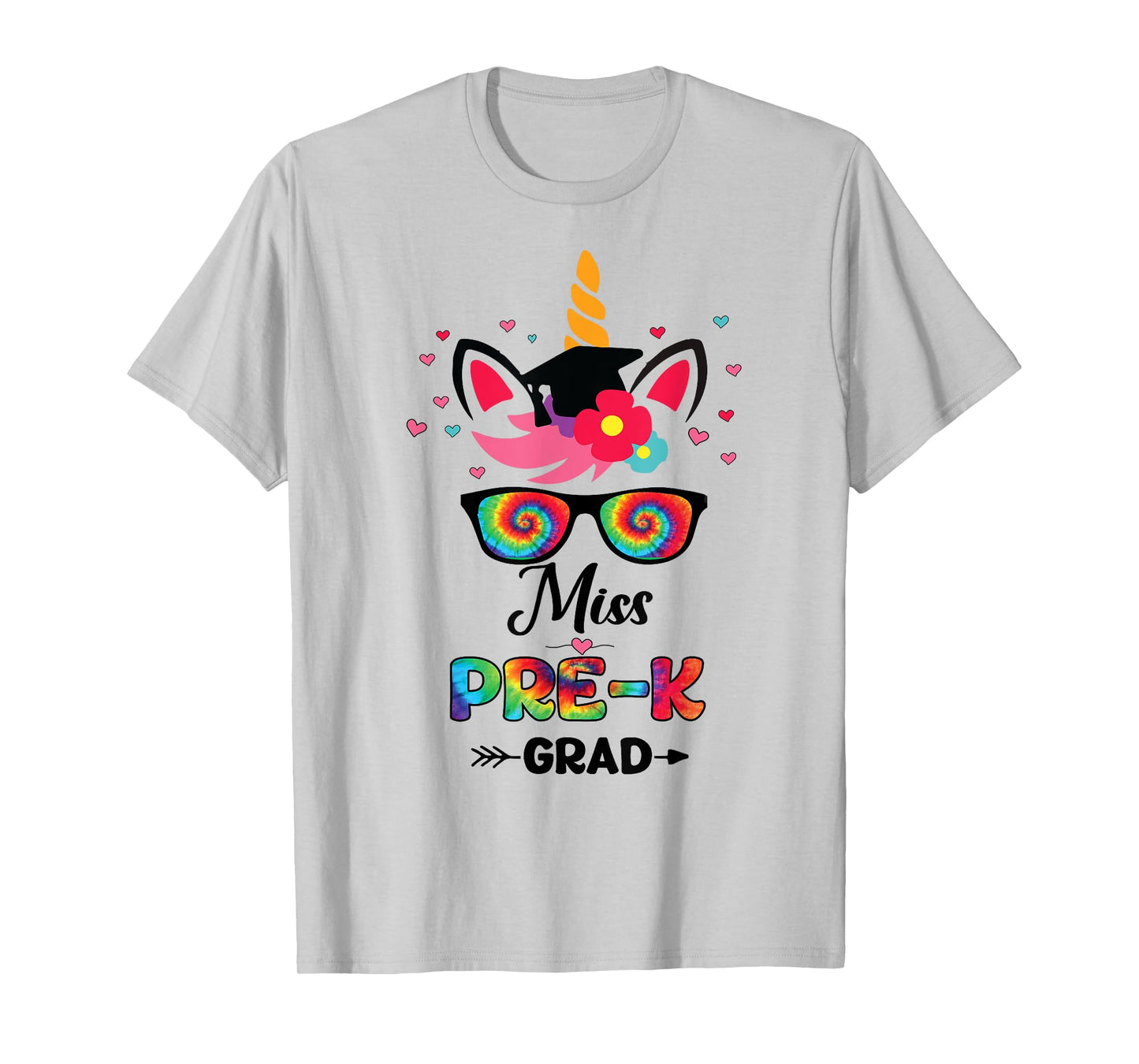 Unicorn Miss Pre-k Grad with Glasses Preschool Graduation T-Shirt