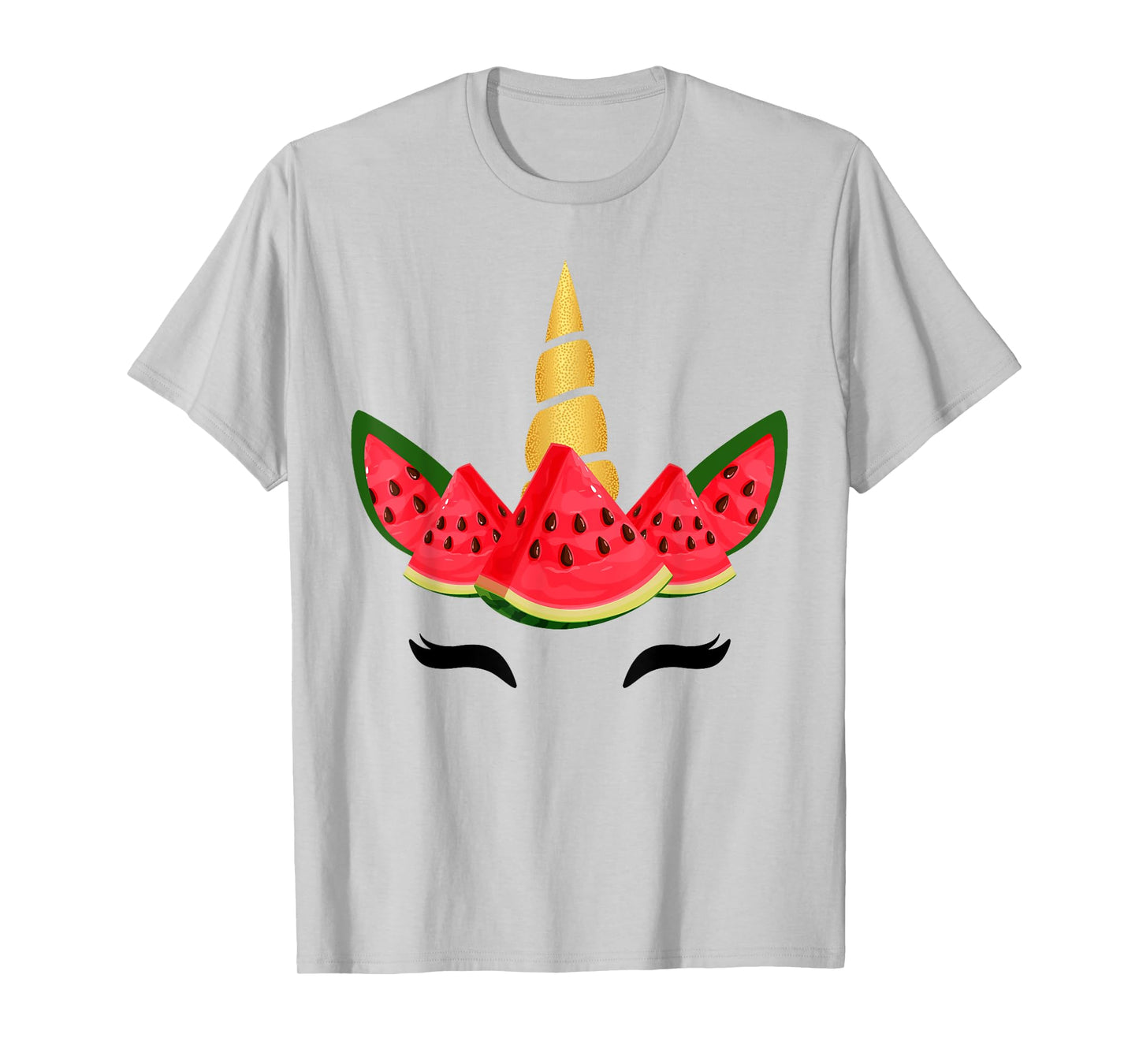 Cute Unicorn Face & Watermelon Slice Summer Vacation Kids T-Shirt