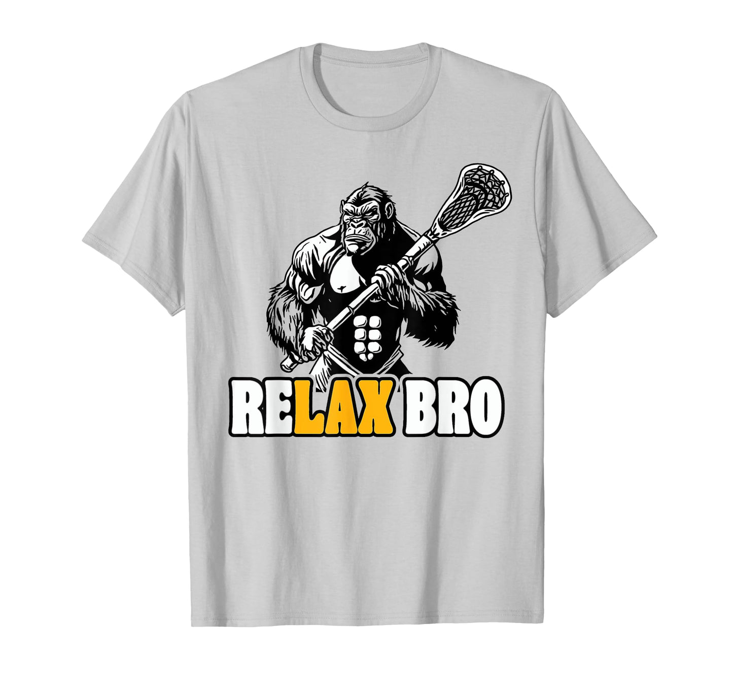 ReLax Bro Funny Gorilla Lacrosse Player Animal Lax T-Shirt