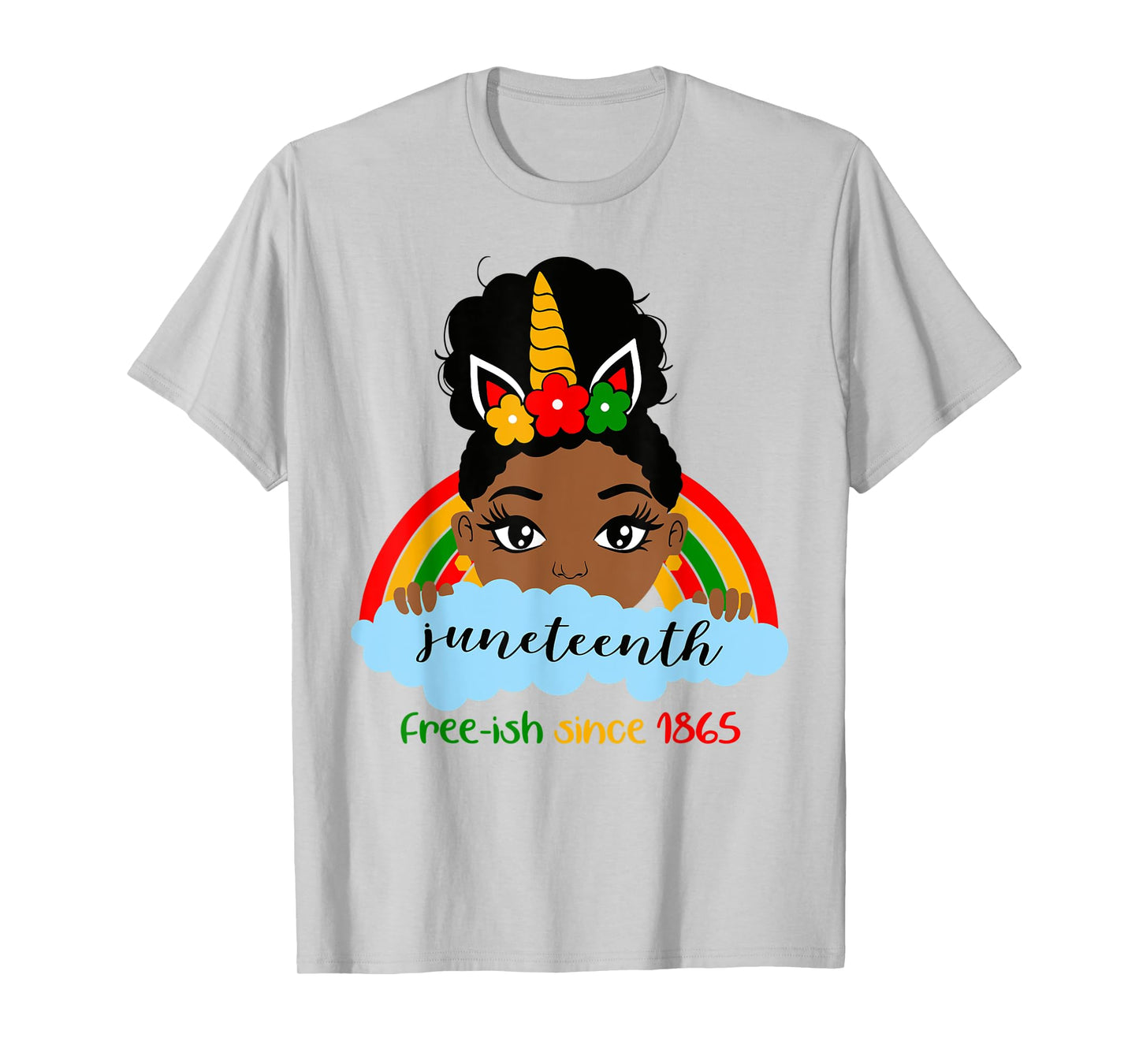 Juneteenth Unicorn Girl Little Princess Freeish since 1865 T-Shirt