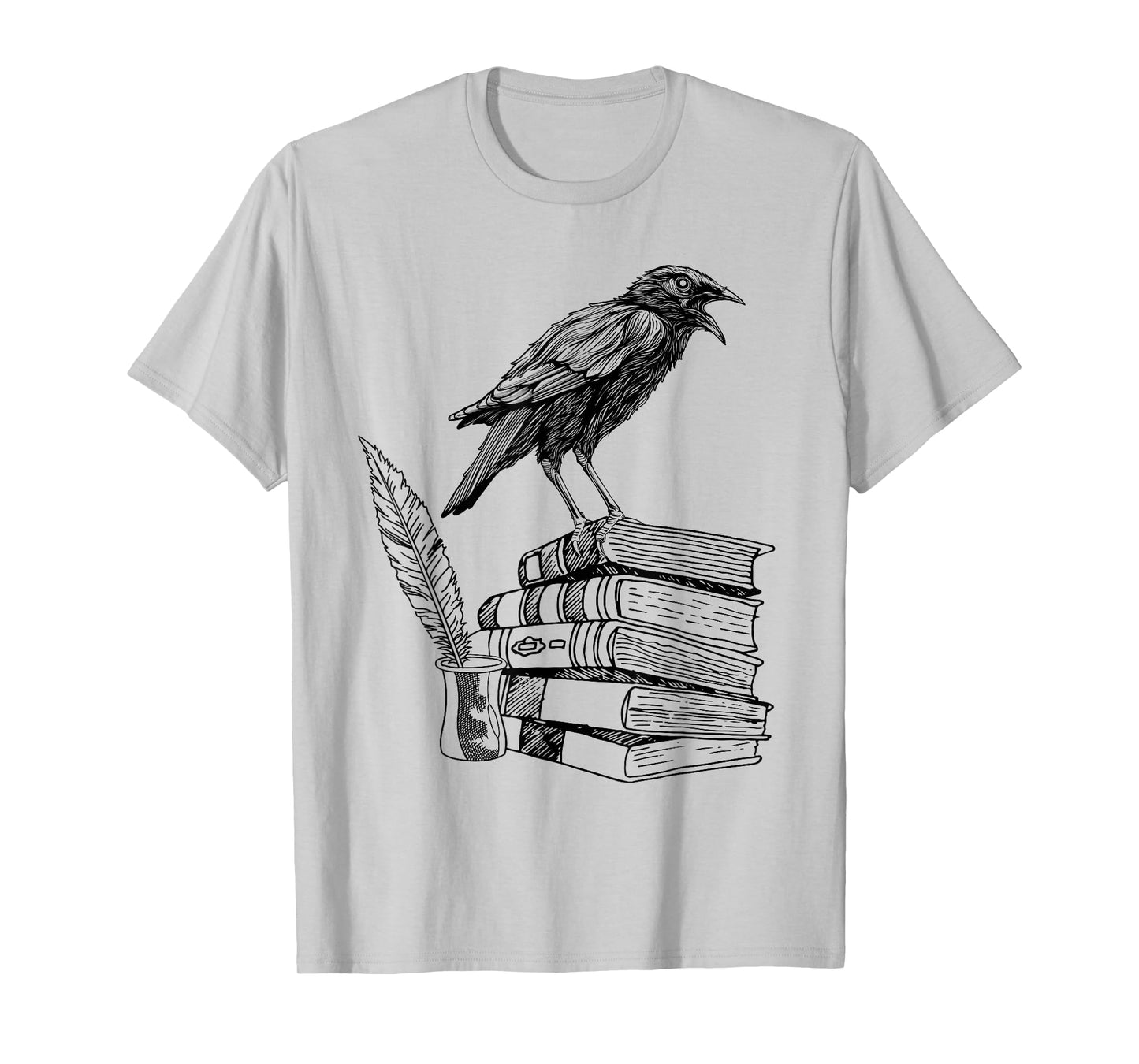 Dark Academia Aesthetic Raven Crow On Old Vintage Books T-Shirt