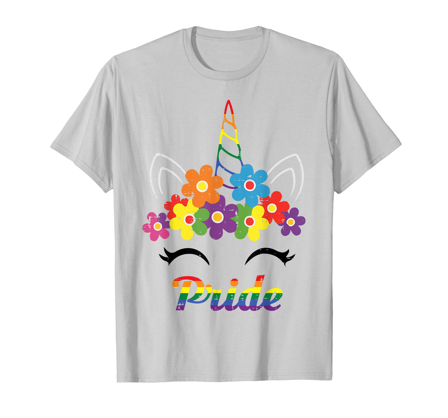 Gay Pride Month Unicorn Face LGBTQ Ally Rainbow Women Girls T-Shirt