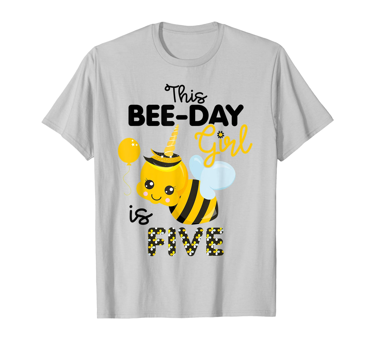 5th Birthday Girl Bee Themed 5 Year Old Bday Matching Party T-Shirt