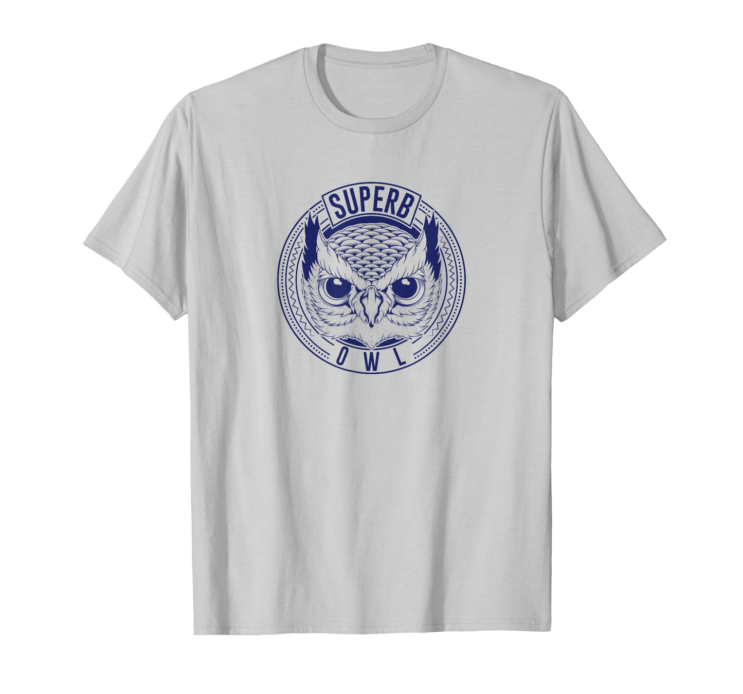 The Superb Owl Apparel - Grey Owl Print T-Shirt - Unisex-Adults, Kids - Small - Short Sleeve - Classic Fit - Polyester 100%