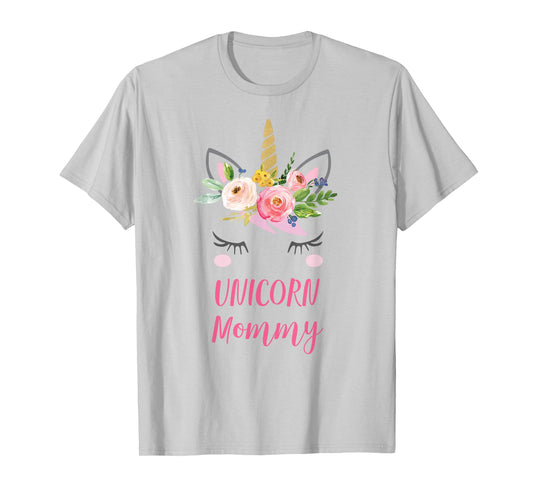 Floral Unicorn Mom Shirt, Unicorn Mommy Gift T-Shirt