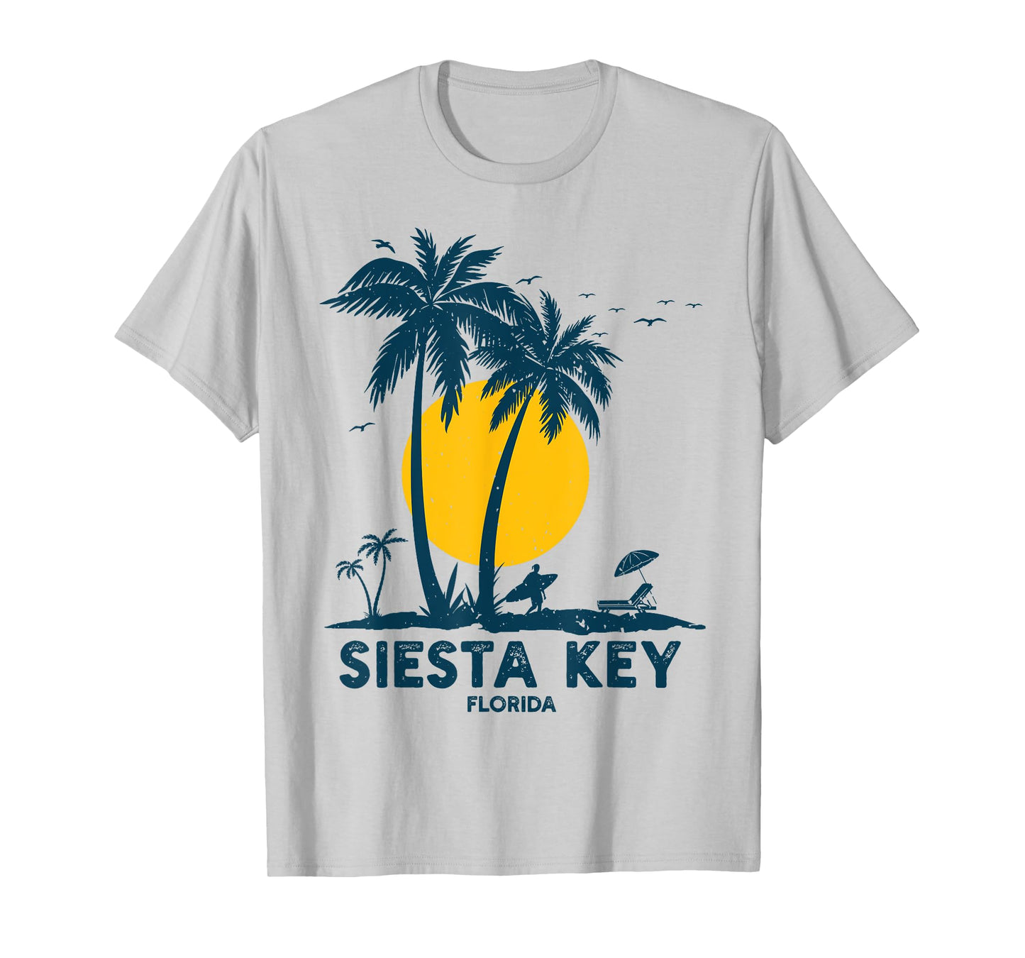 Siesta Key Beach Florida Vintage 70s Palm Trees Beach Men Women Kids T-Shirt