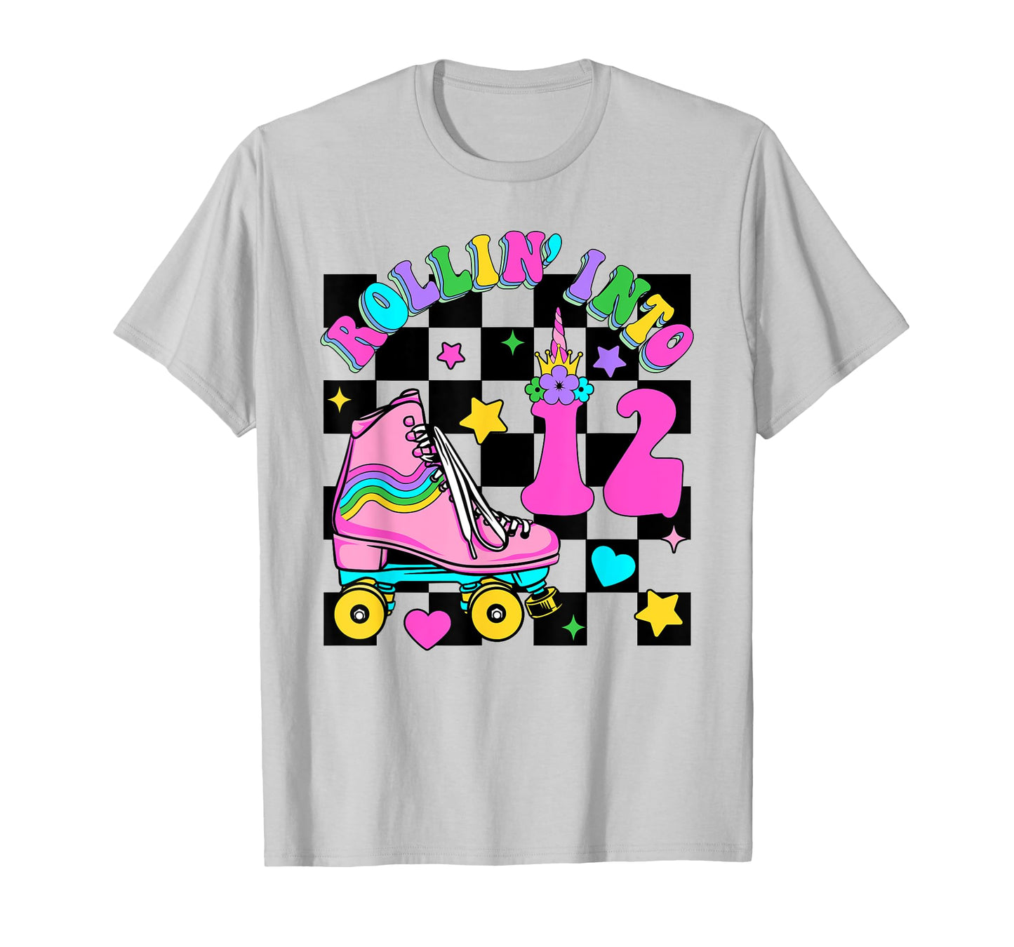 Rolling Into 12 Years Old Skater 12th Birthday Kids Girls T-Shirt