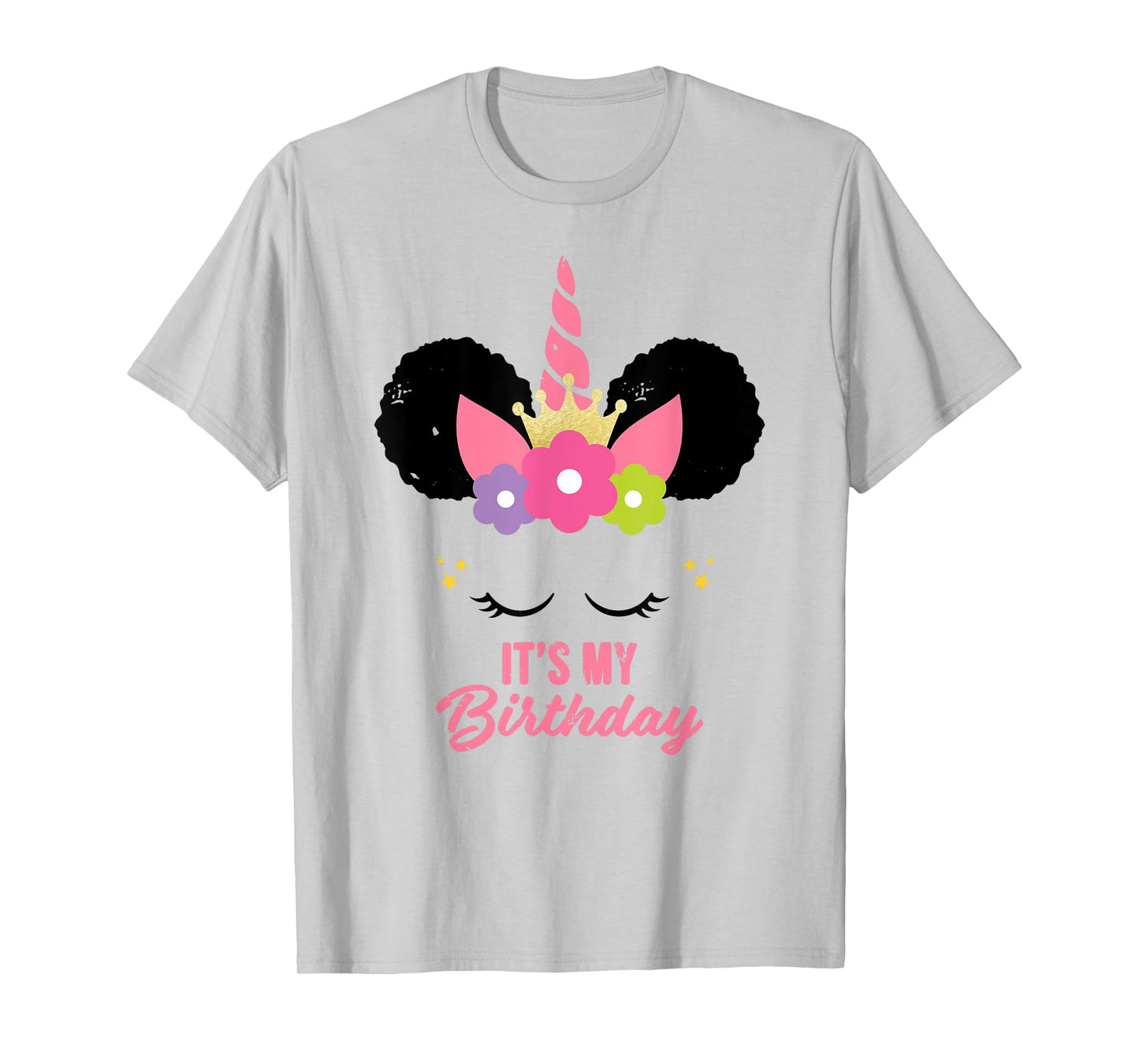 Unicorn Birthday Girl Afro Puff Birthday Present for Girl T-Shirt