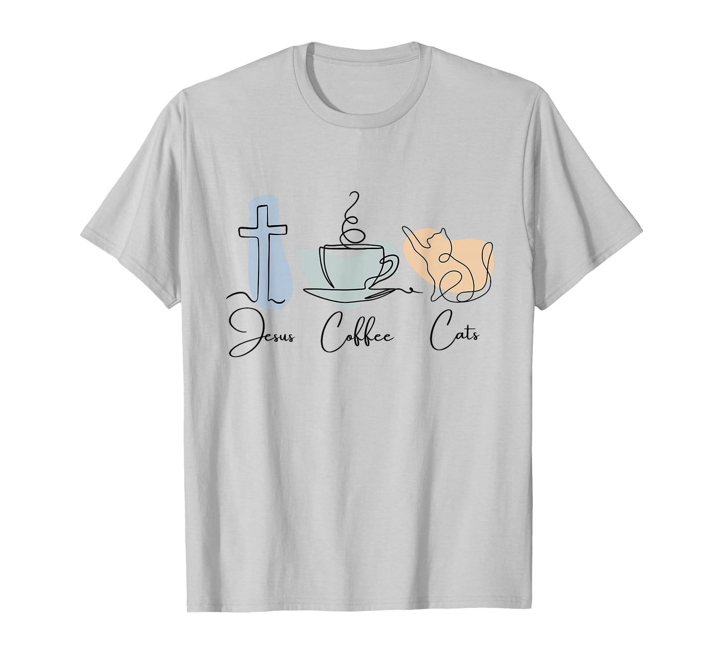 Jesus Coffee Cats Funny Cute Design Jesus Lovers Christian T-Shirt