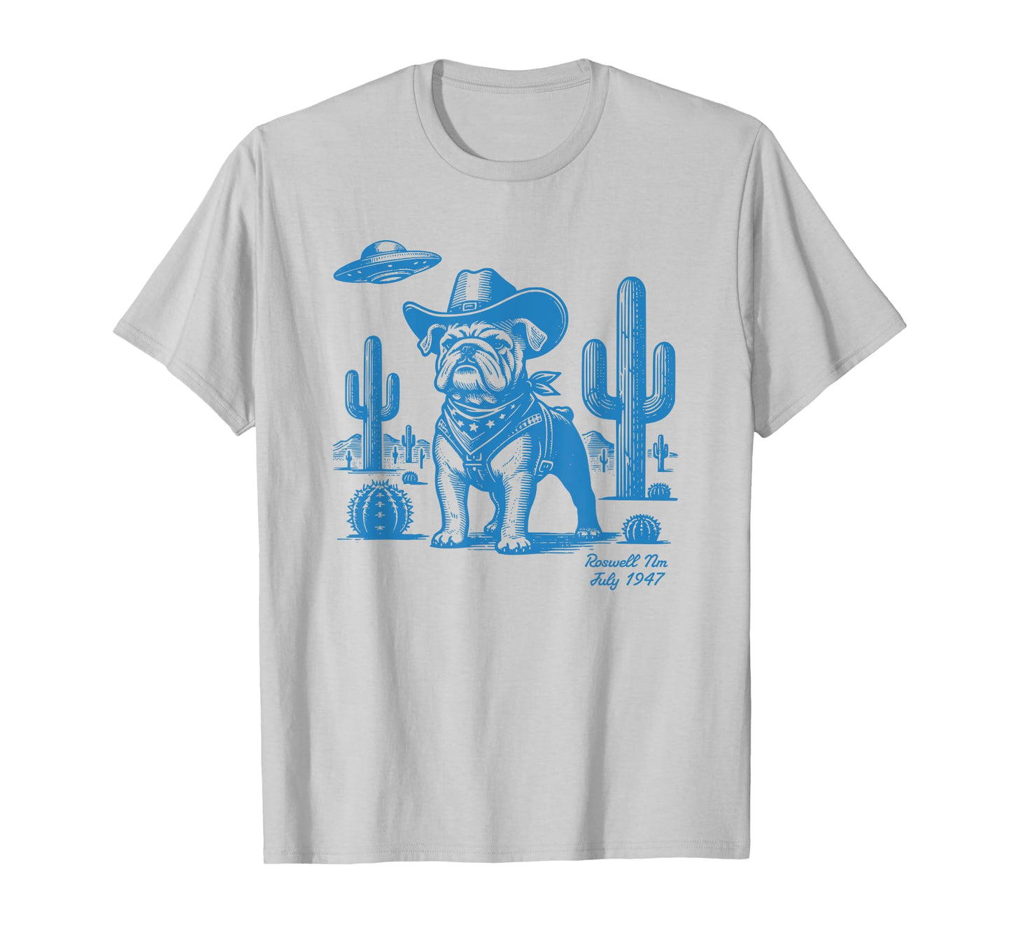 UFO Western Bulldog Cowboy Cactus Desert Cowgirl Mom Dad T-Shirt