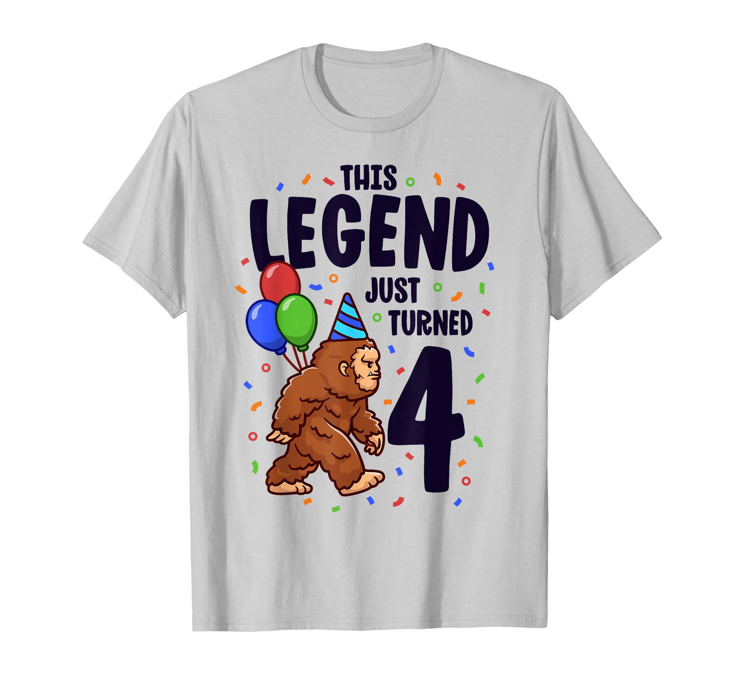 Bigfoot Birthday Party 4 Years Old Sasquatch Theme Boys T-Shirt