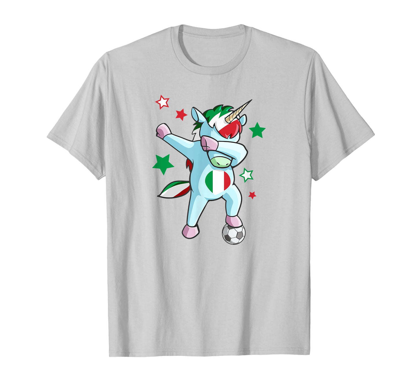 Dabbing Unicorn World Soccer Support Italy Shirt for Girls T-Shirt