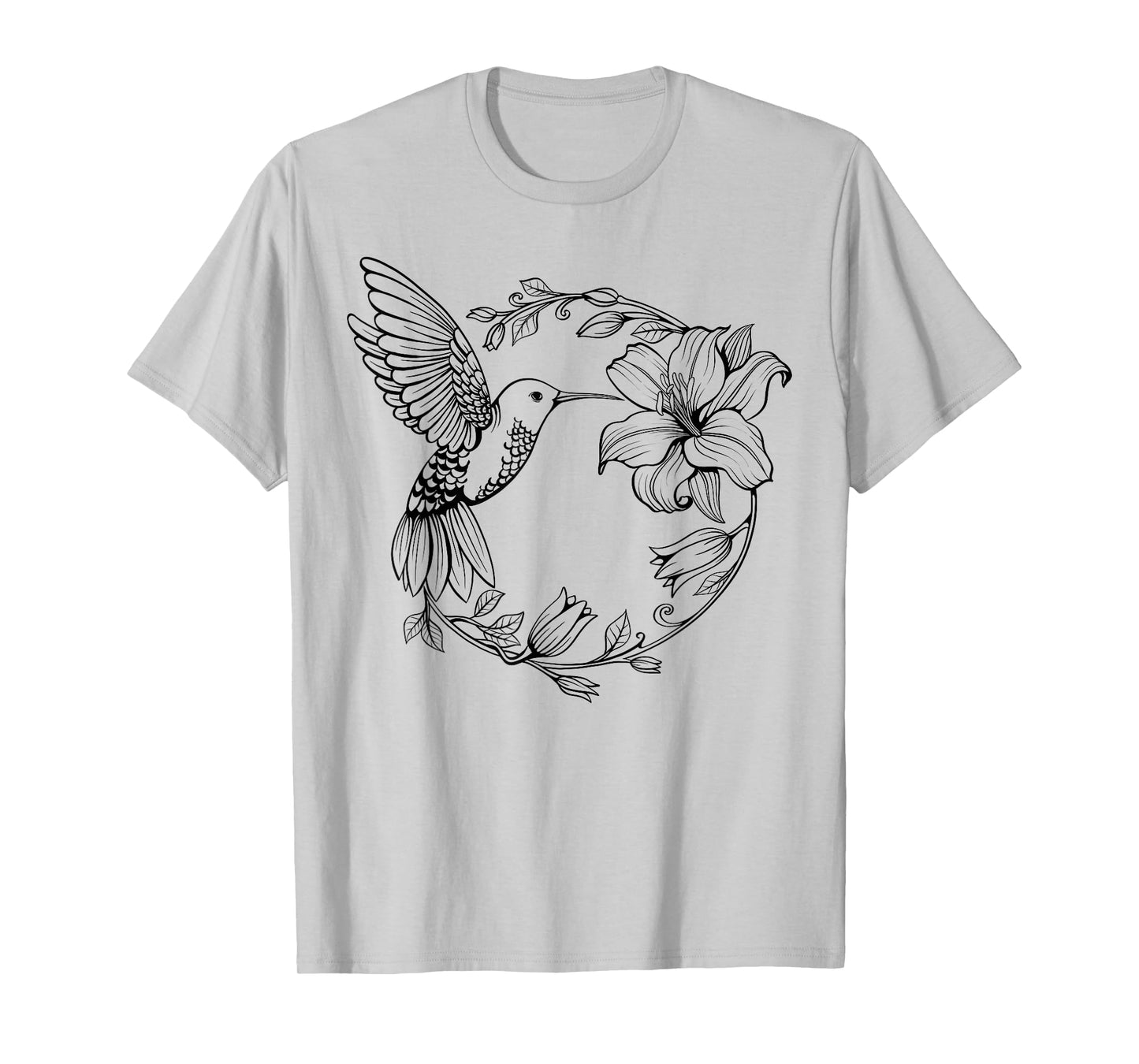Hummingbird with Flowers Art For Men Women Birds Lovers T-Shirt