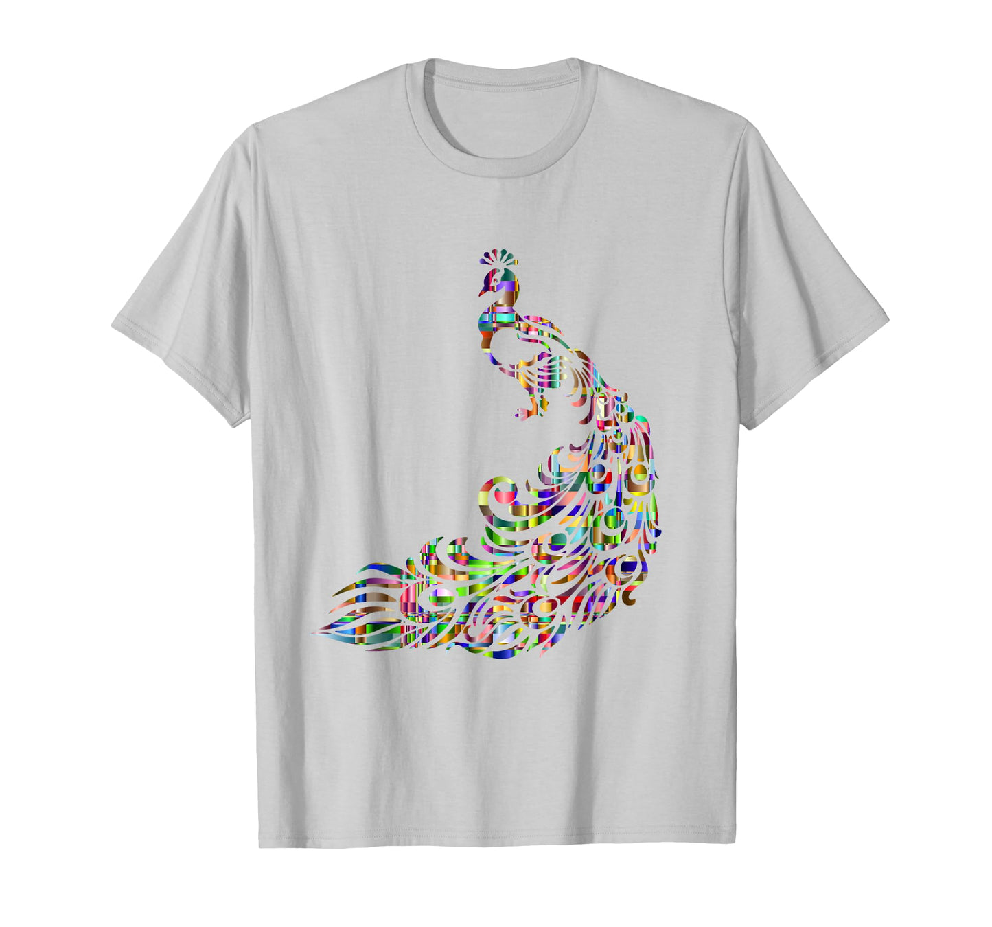 Colorful Peacock Bird T-Shirt, Cool Rainbow Art Tee T-Shirt