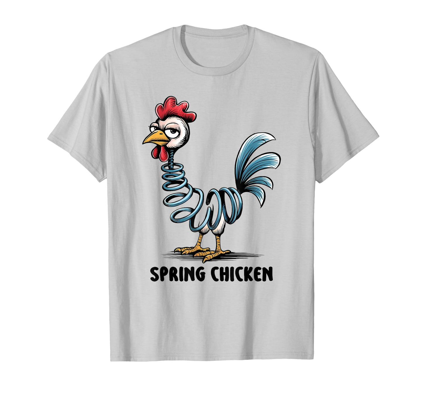 Spring Chicken Chicken On Pogo Stick Funny Chicken T-Shirt