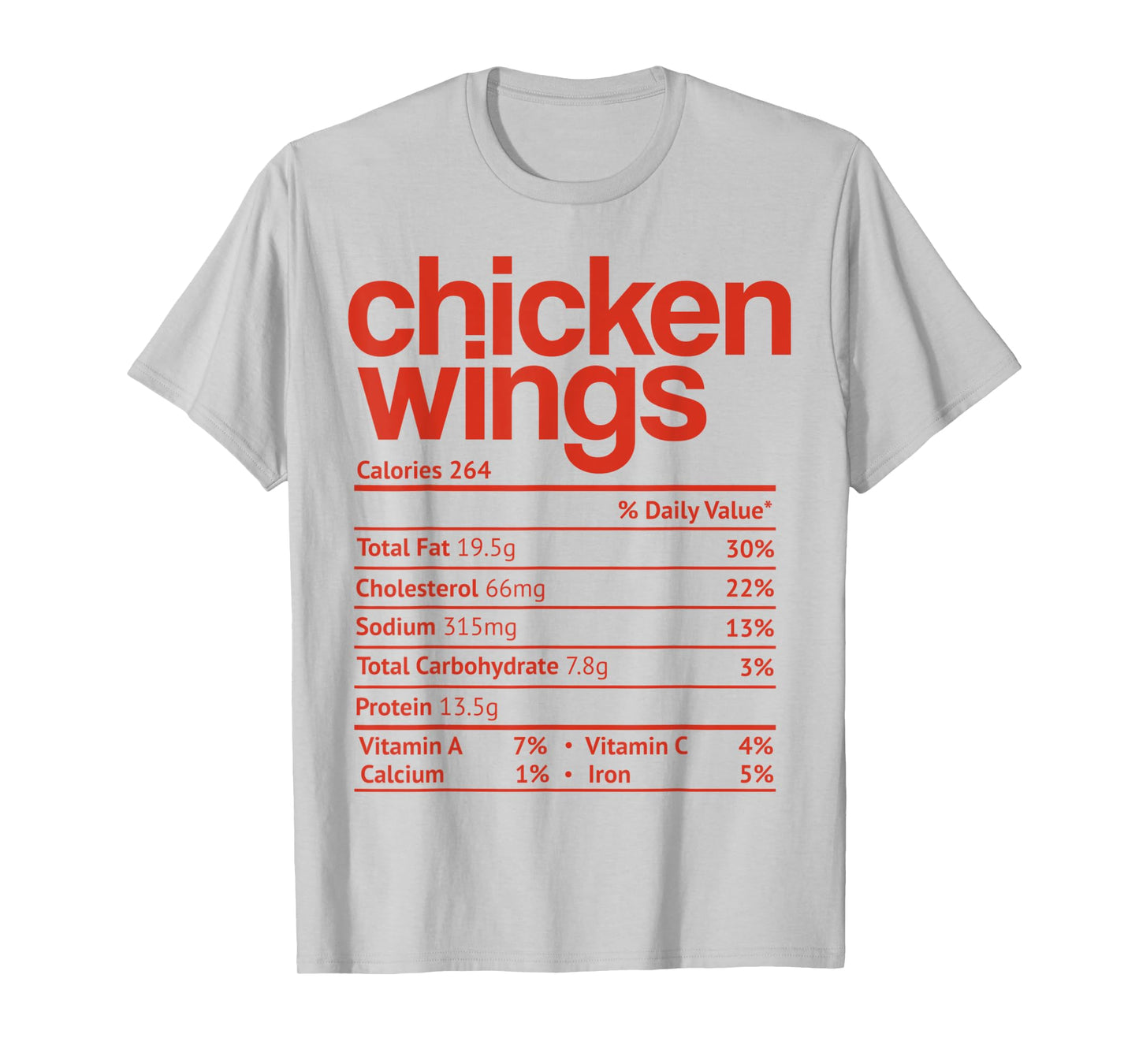 Chicken Wings Nutrition Fact Funny Thanksgiving Christmas T-Shirt