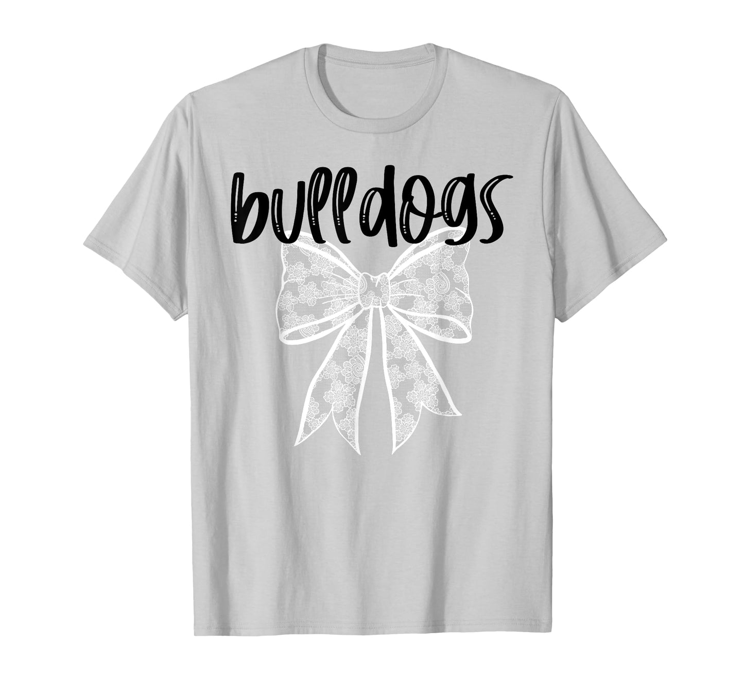 Bulldogs Coquette Aesthetic Girly Team Mascot Lace Bow T-Shirt