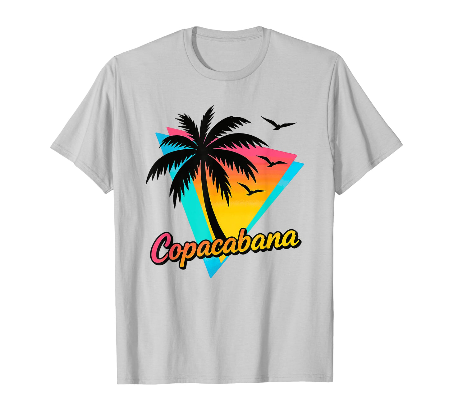 Copacabana Tropical Summer Retro Beach Palm Tree Sunset T-Shirt
