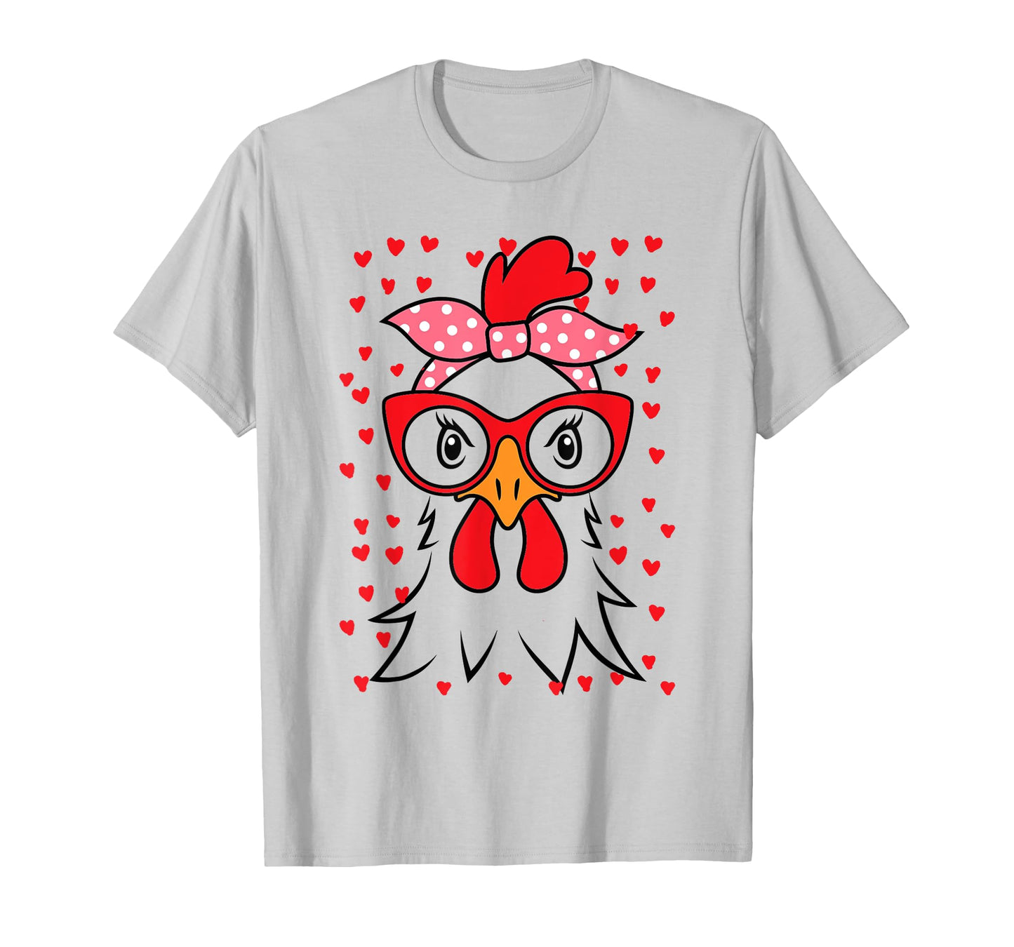 Cute Women Girl Chicken With Bandana Headband and Glasses T-Shirt