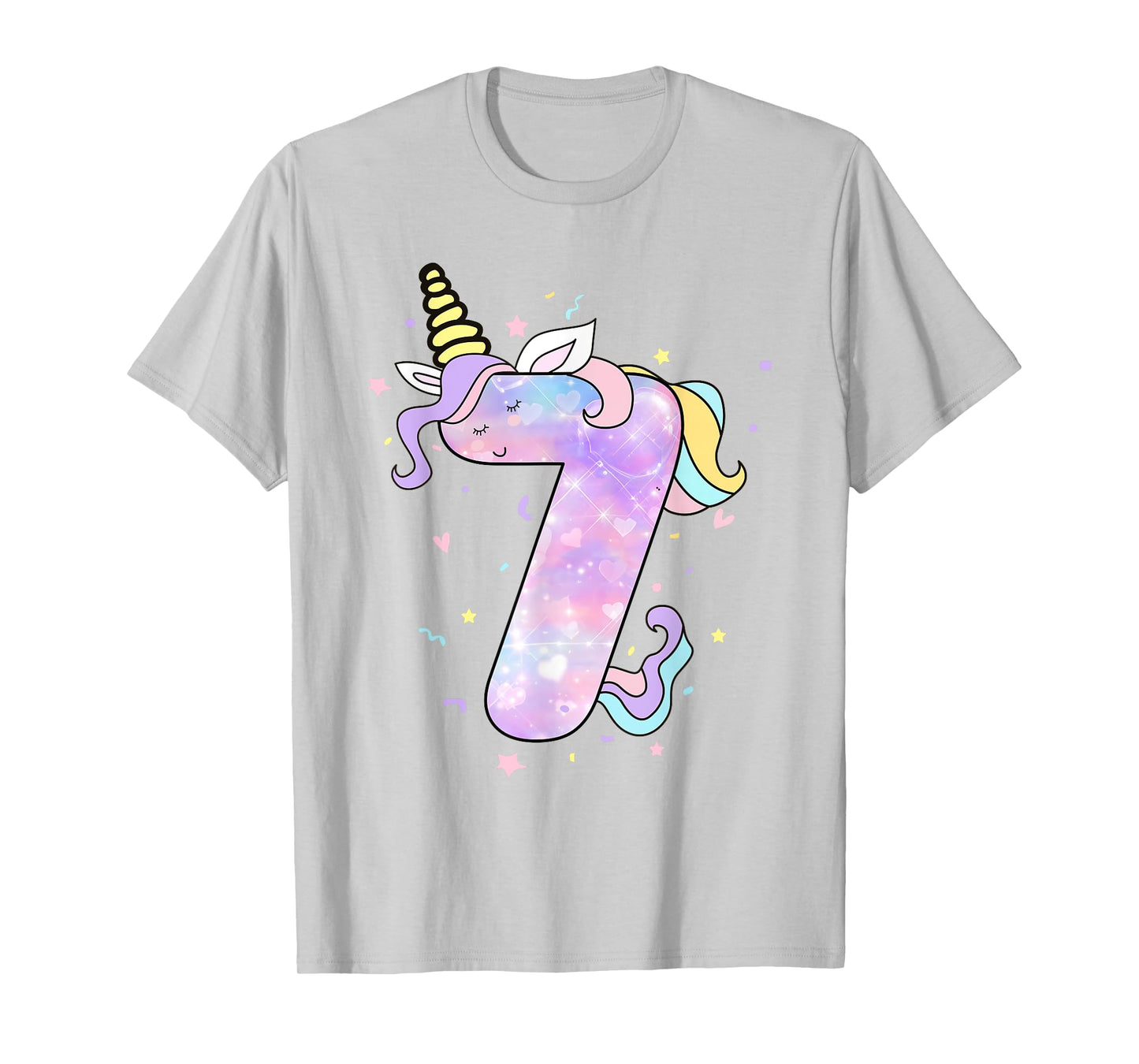 Unicorn Birthday Shirts for Girls Outfit 7th Seven Year Old T-Shirt
