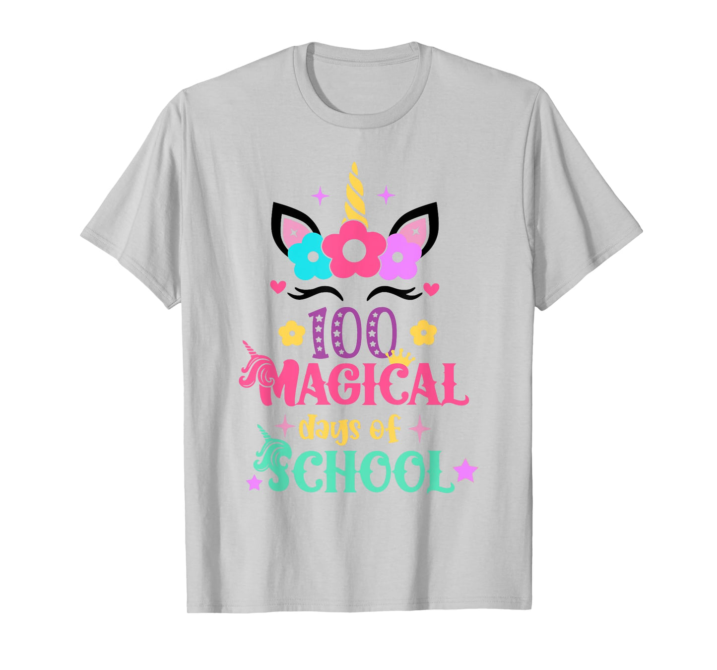 100th Day of School Unicorn 100 Magical Days Women Girls T-Shirt