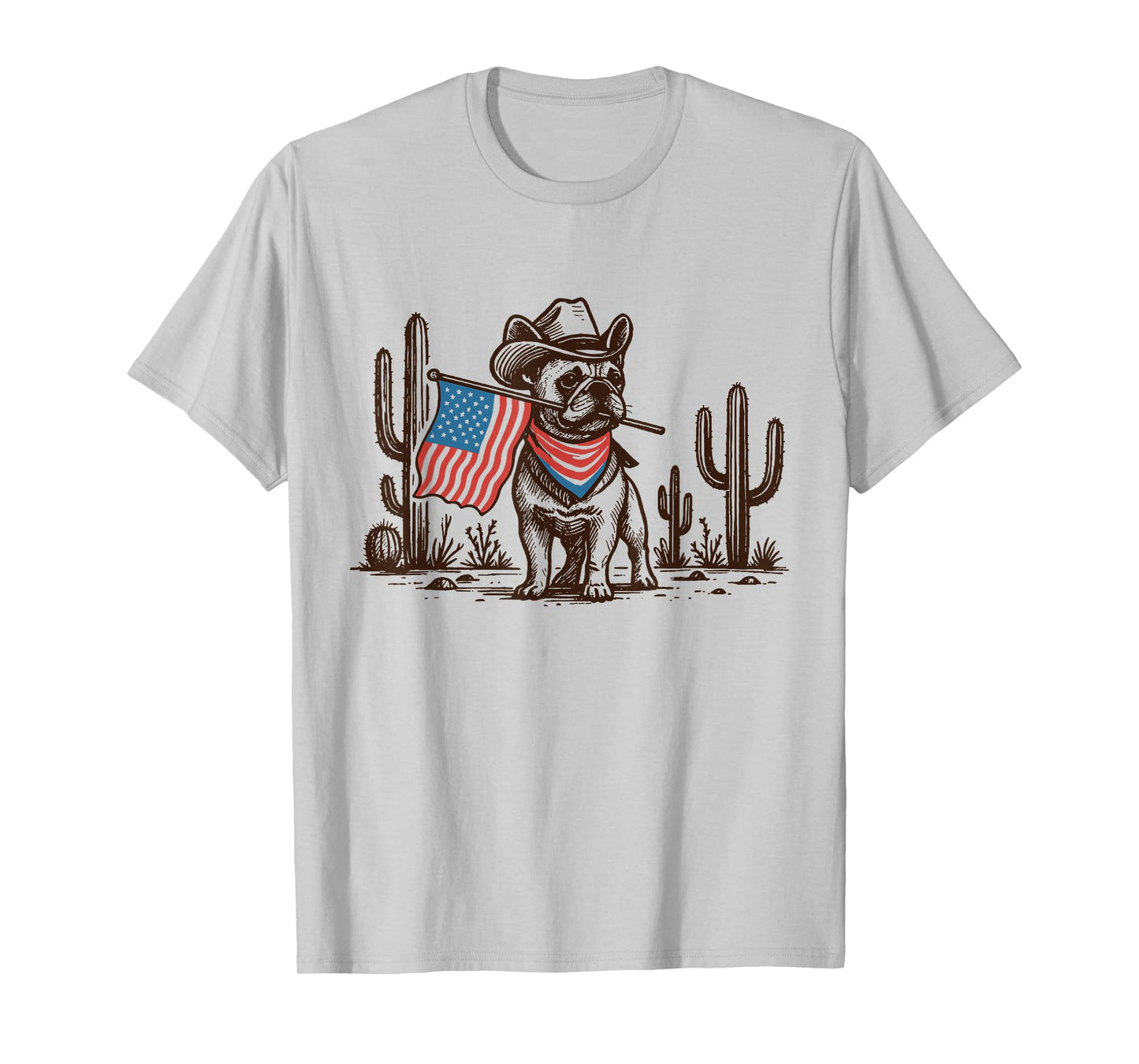 Funny Western French Bulldog 4th Of July Cute Cowboy Dog T-Shirt