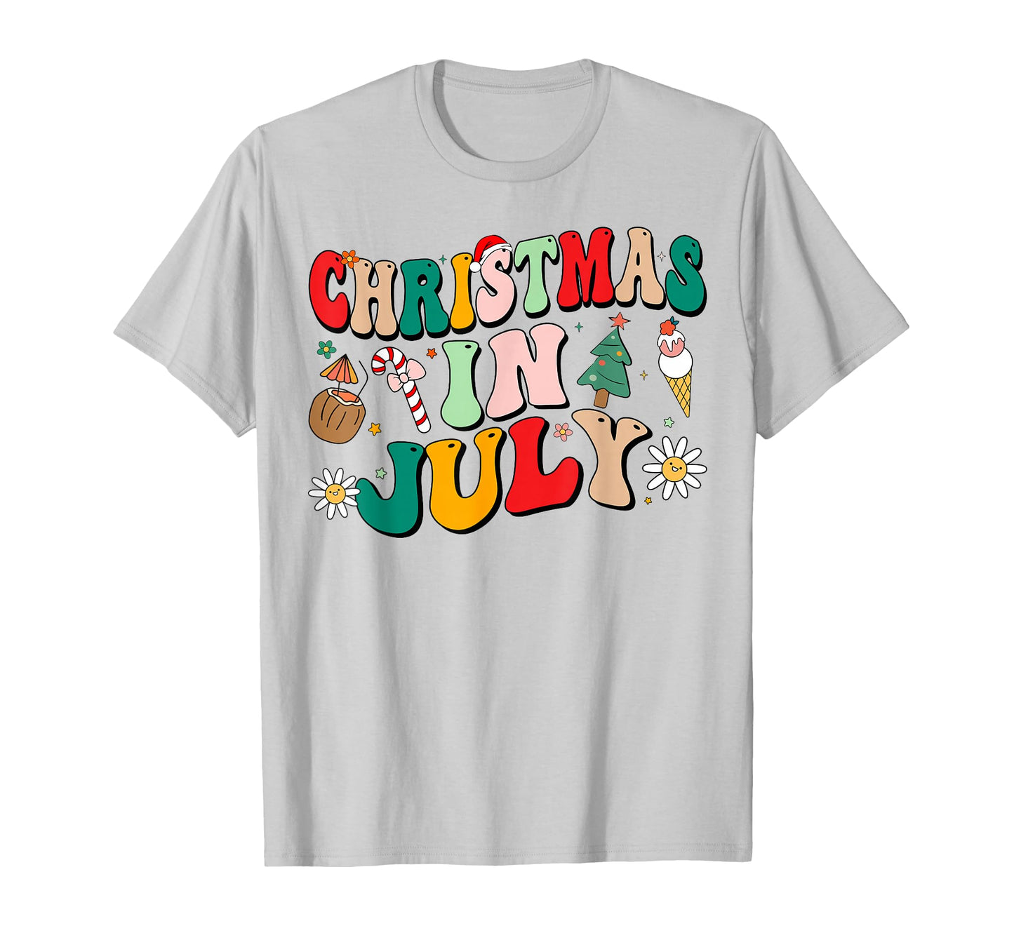 Christmas In July Shirts Groovy Xmas Summer Men Women Kids T-Shirt