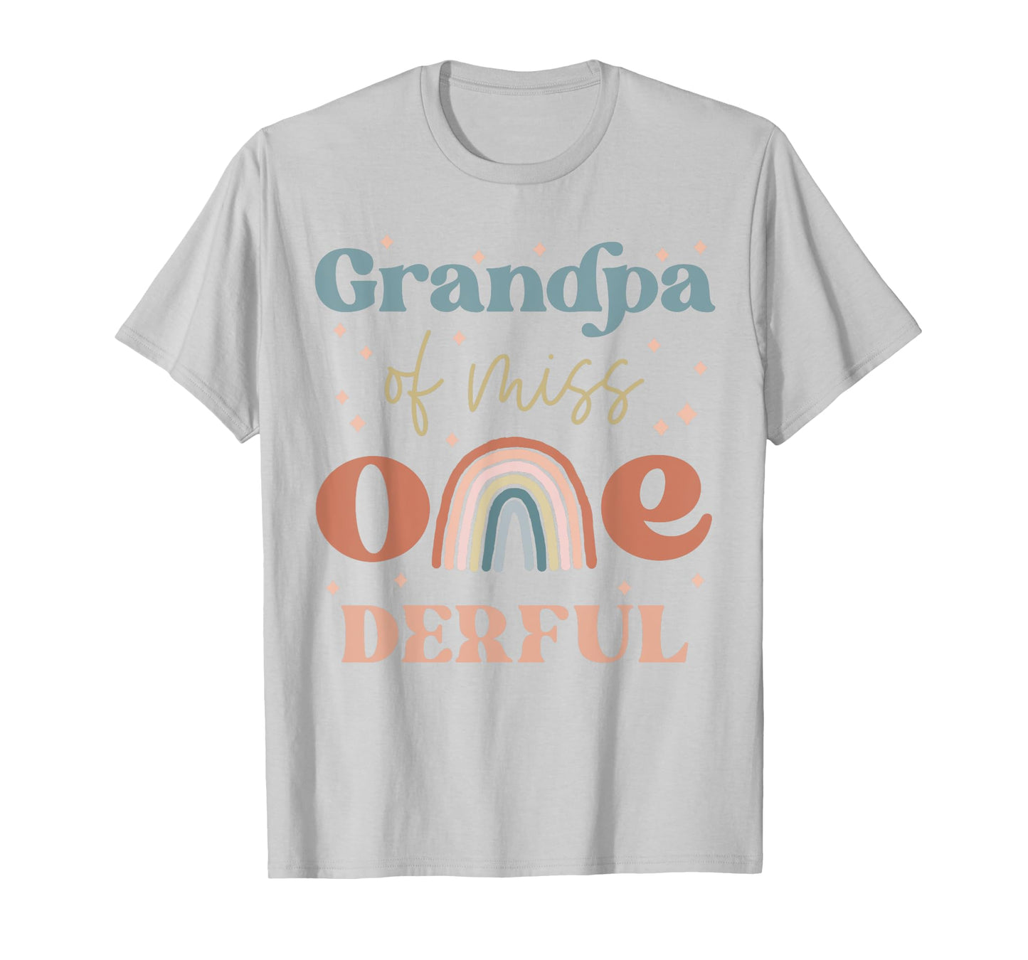 Grandpa of Miss Onederful Boho Rainbow First Birthday T-Shirt