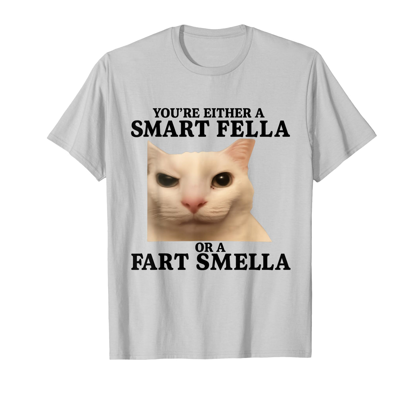 Funny You're Either a Smart Fella or a Fart Smella Cat Quote T-Shirt