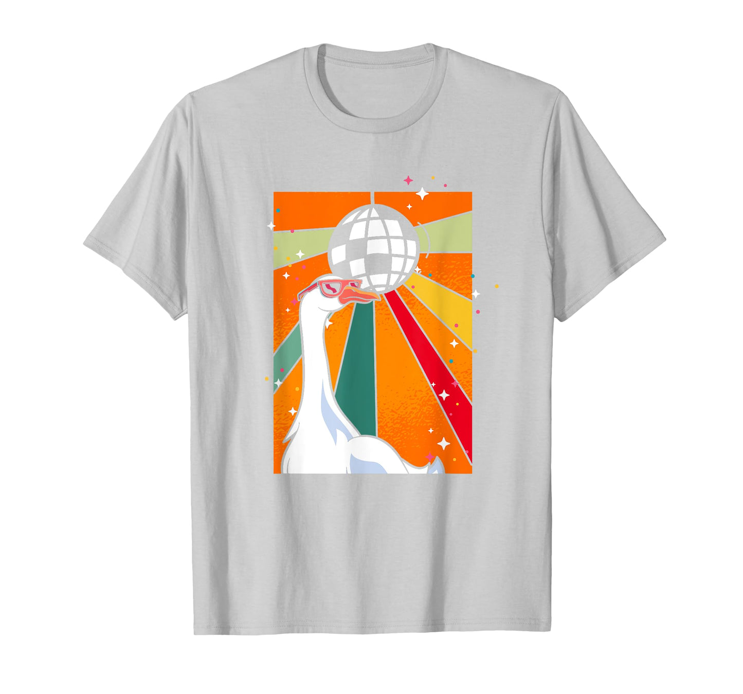 Funny Cool Farm Animal Disco Ball Sunglasses Retro Goose T-Shirt