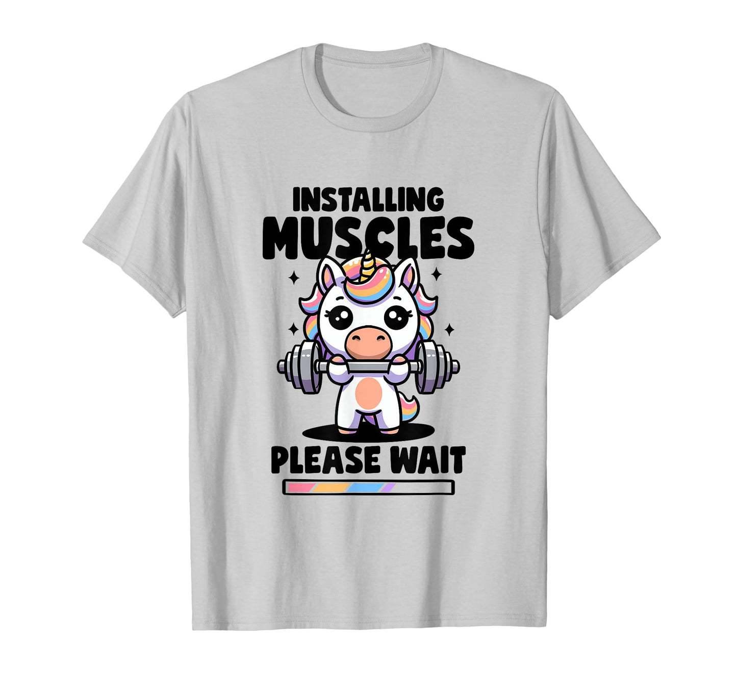 Installing Muscles Please Wait Unicorn Gym Quote Unicorn T-Shirt