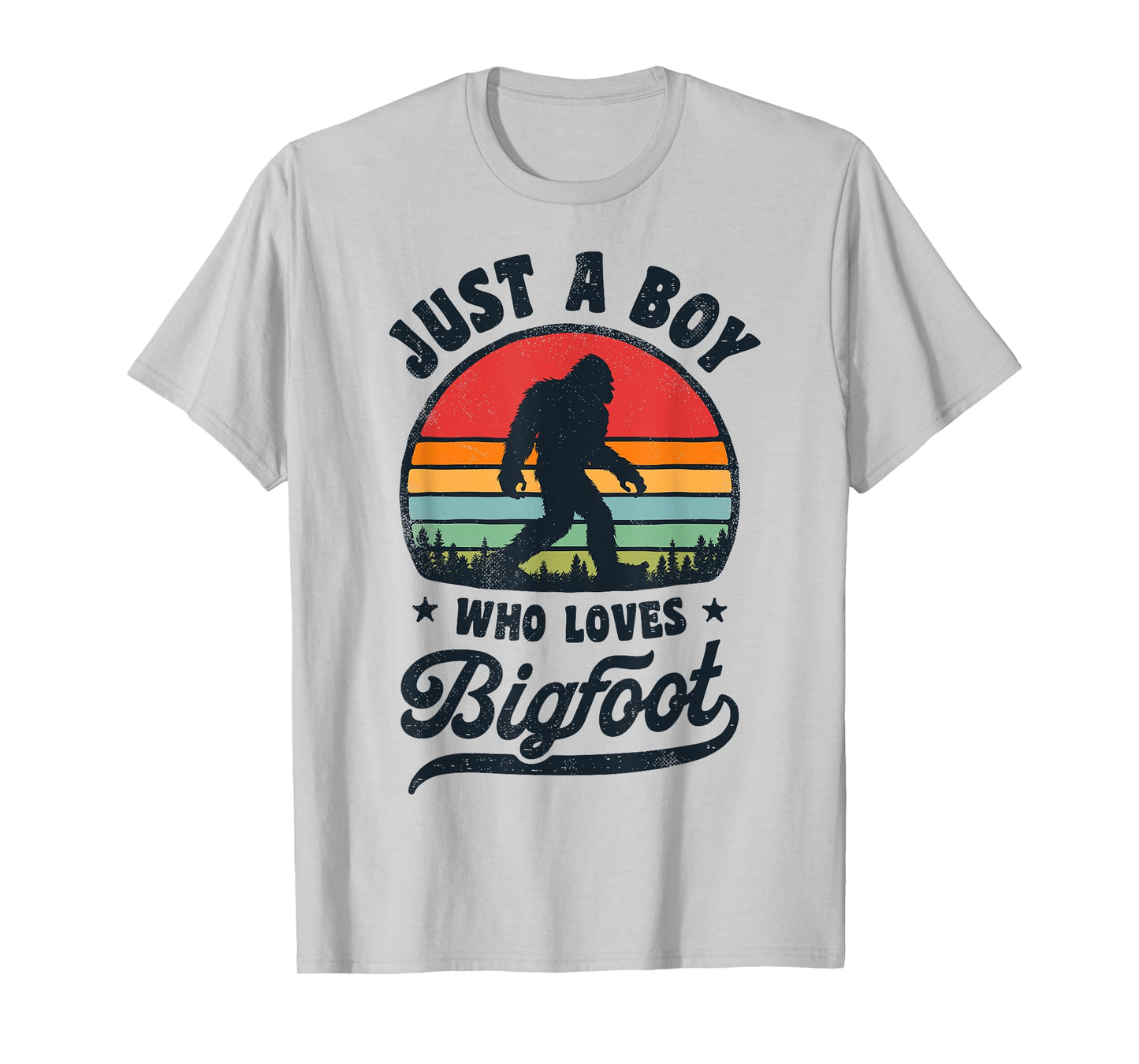 Bigfoot Just A Boy Who Loves Sasquatch Funny Retro Vintage T-Shirt