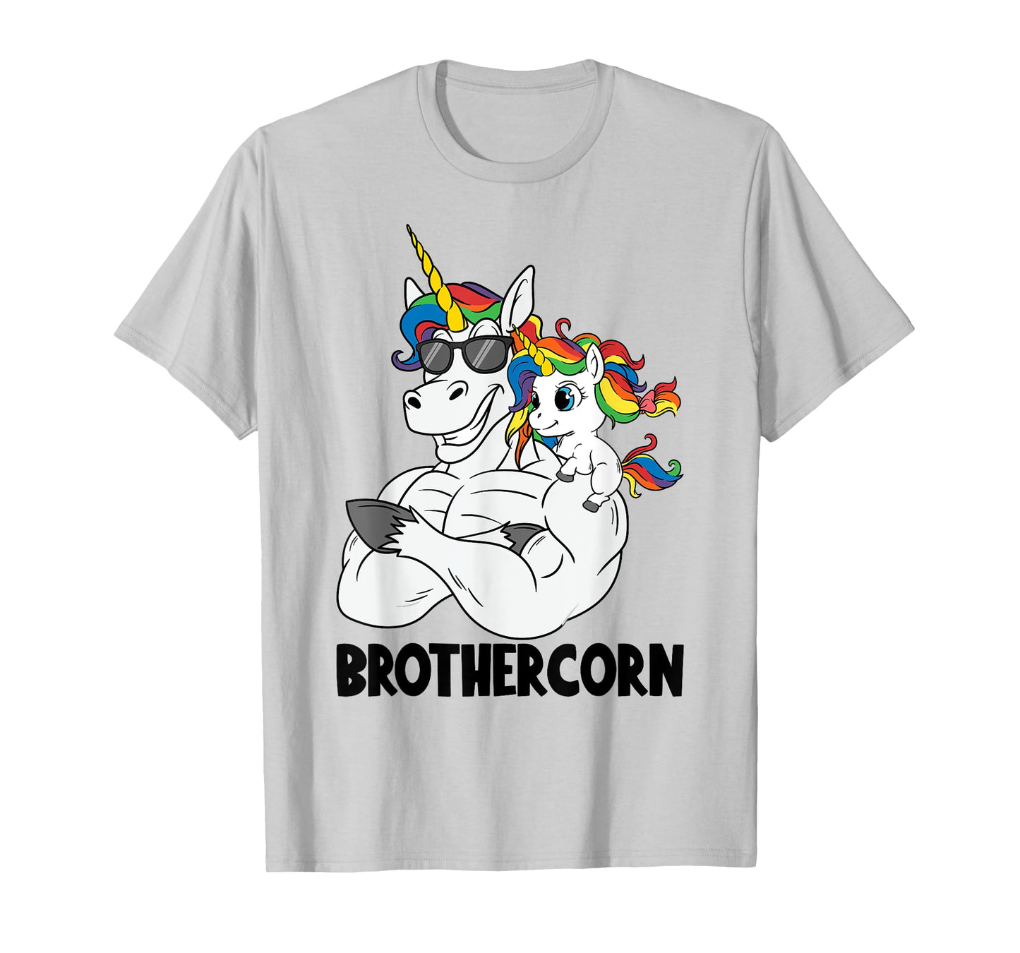 Brothercorn Brother Muscle Unicorn Holding Baby Sister Girl T-Shirt