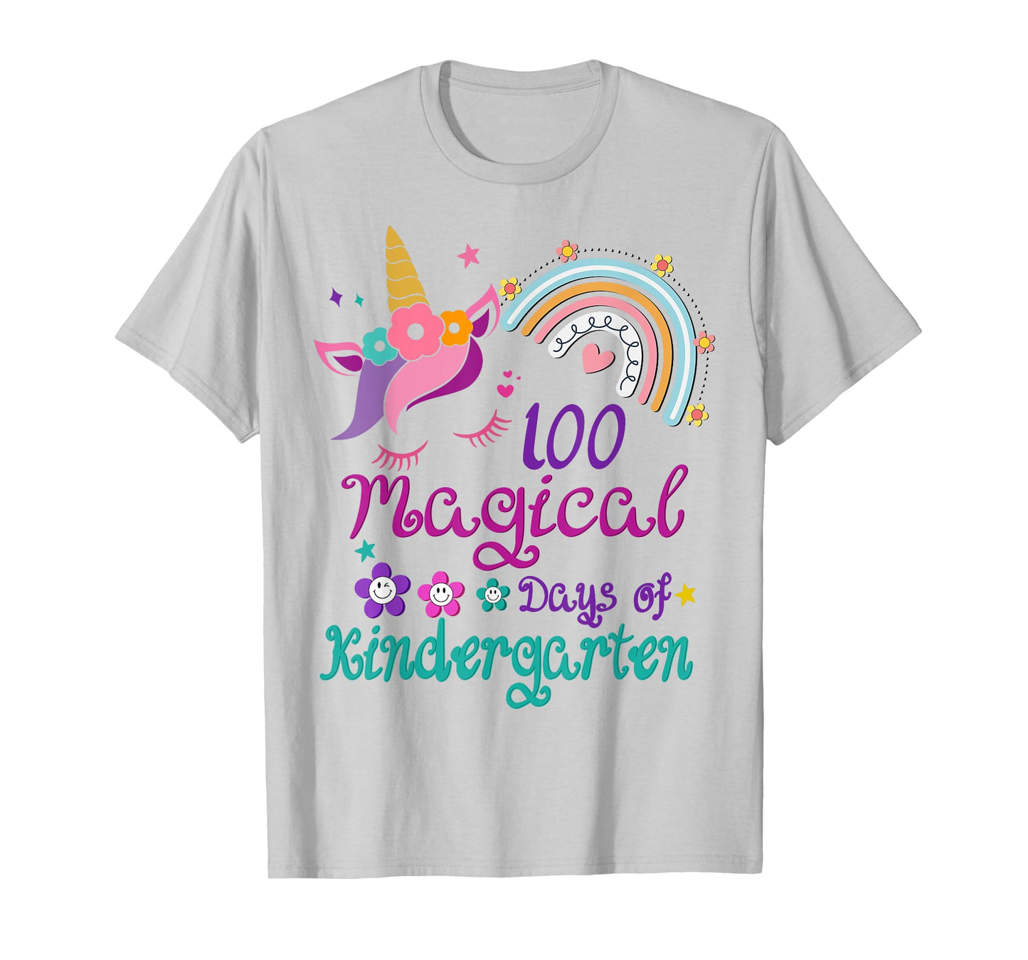 100 Days Of Kindergarten 100th Day School unicorn girls T-Shirt
