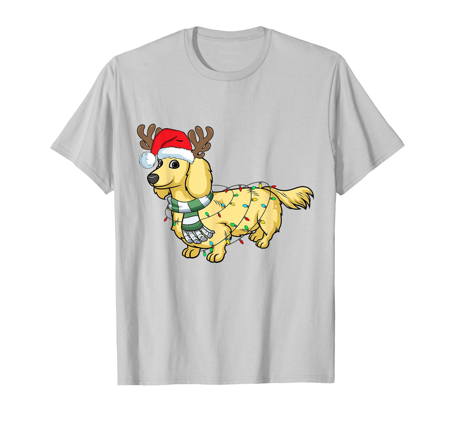 Cream Dachshund Reindeer Santa Dog Merry Christmas T-Shirt