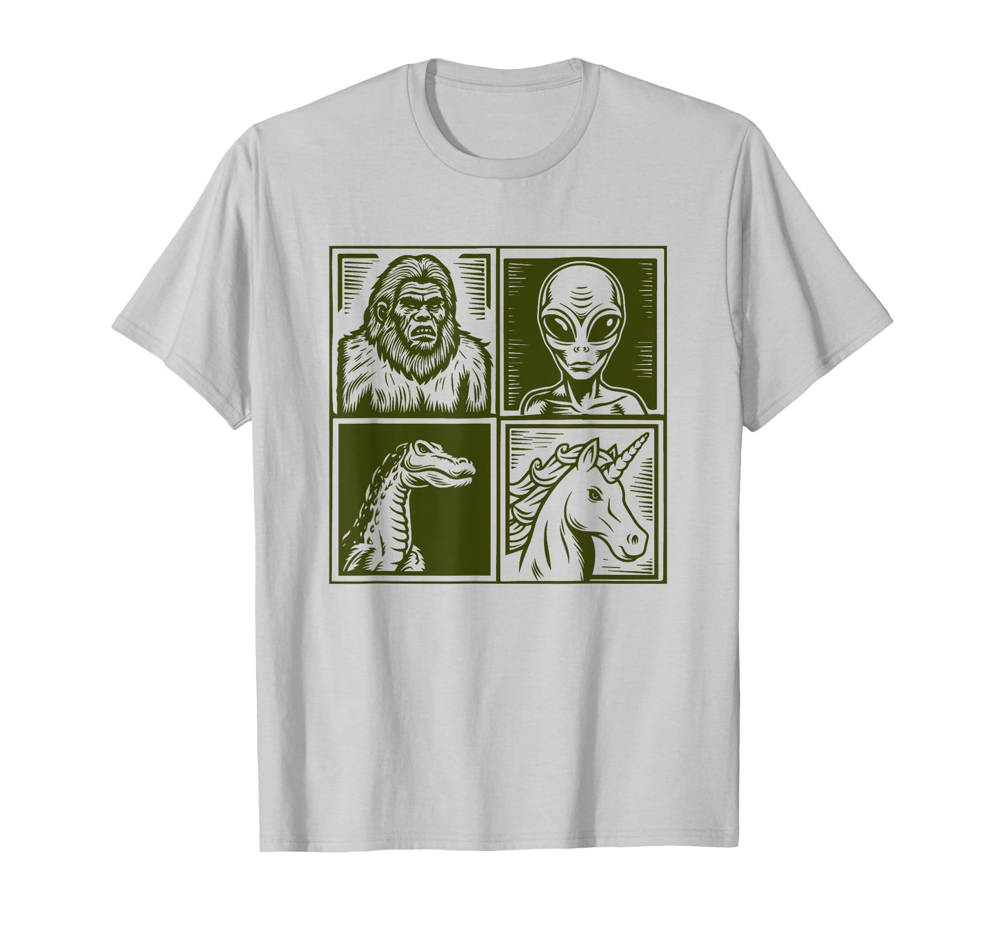 Cryptid Bigfoot Unicorn Alien Lock Ness Pop Art Style Art T-Shirt