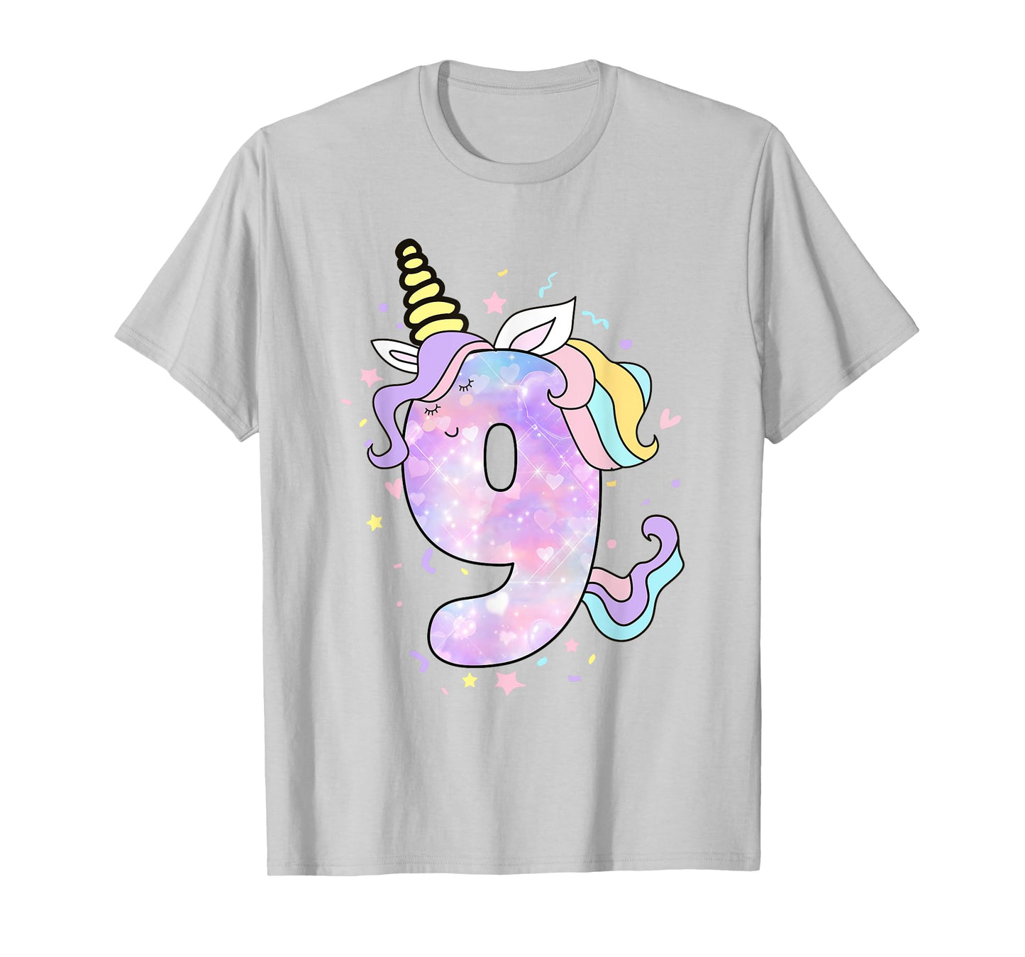 Unicorn Birthday Shirts for Girls Outfit 9th Nine Year Old T-Shirt