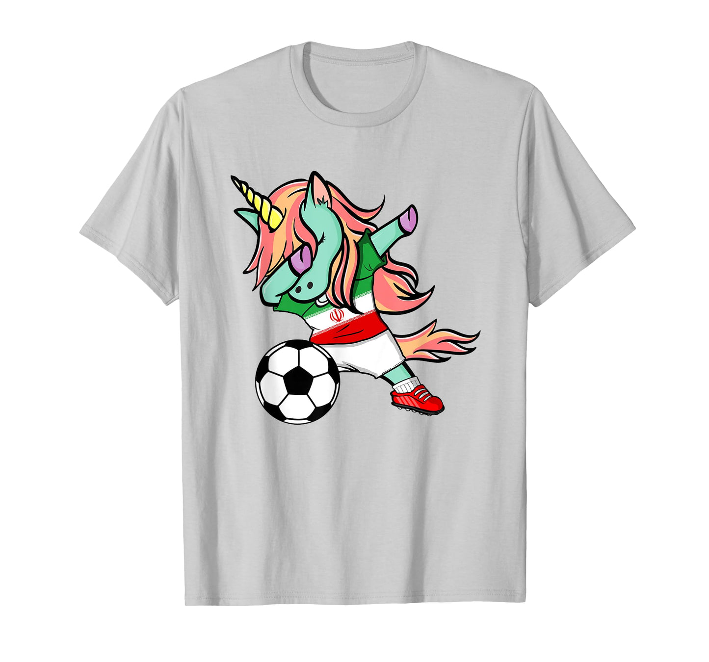 Funny Dabbing Unicorn Iran Football Team Iranian Flag Pride T-Shirt