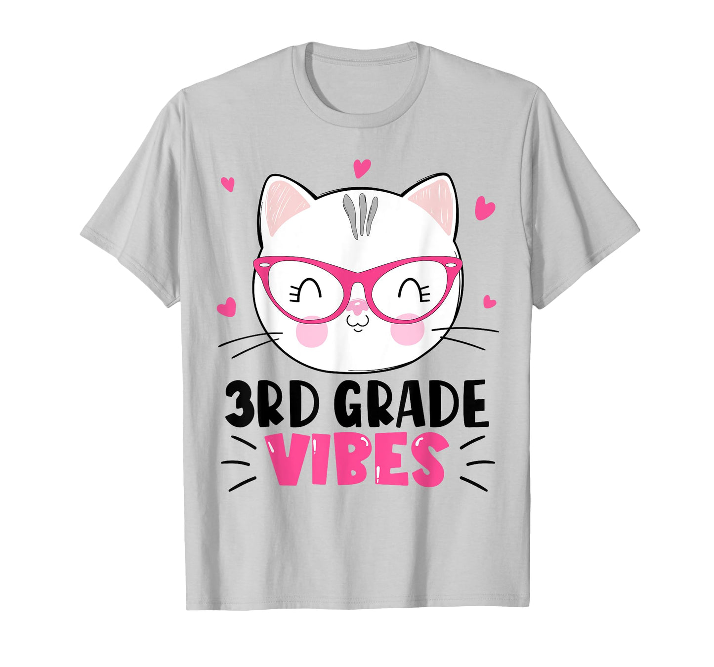 Cute 3rd Grade Vibes Cat Kitten Lover Back To School Girls T-Shirt