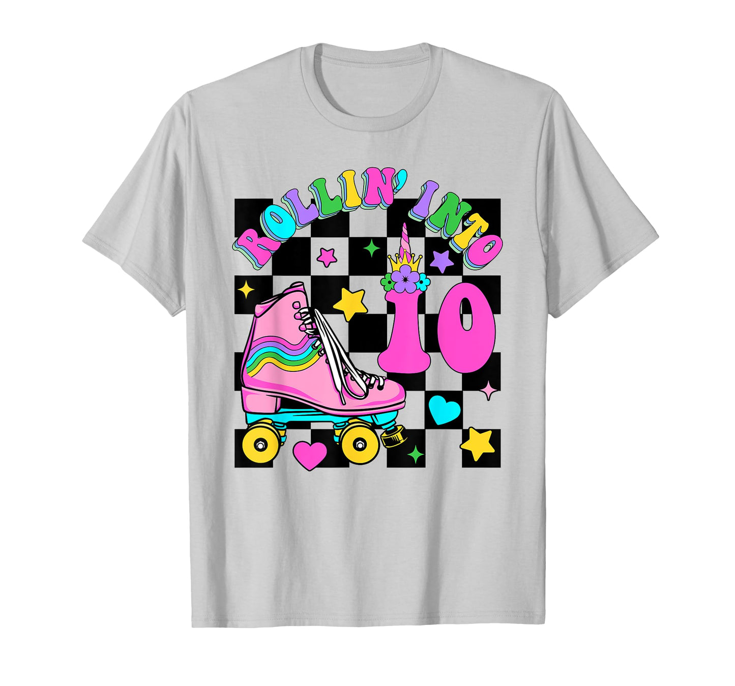 Rolling Into 10 Years Old Skater 10th Birthday Kids Girls T-Shirt