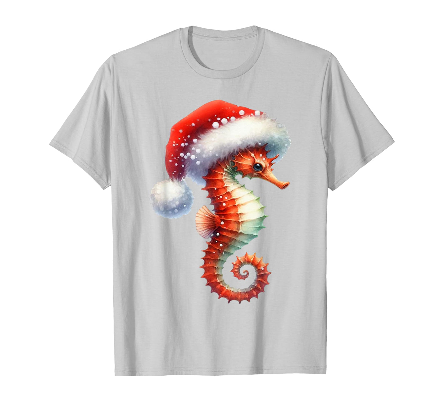 Coastal Christmas Seahorse Beach Holiday Winter Xmas T-Shirt